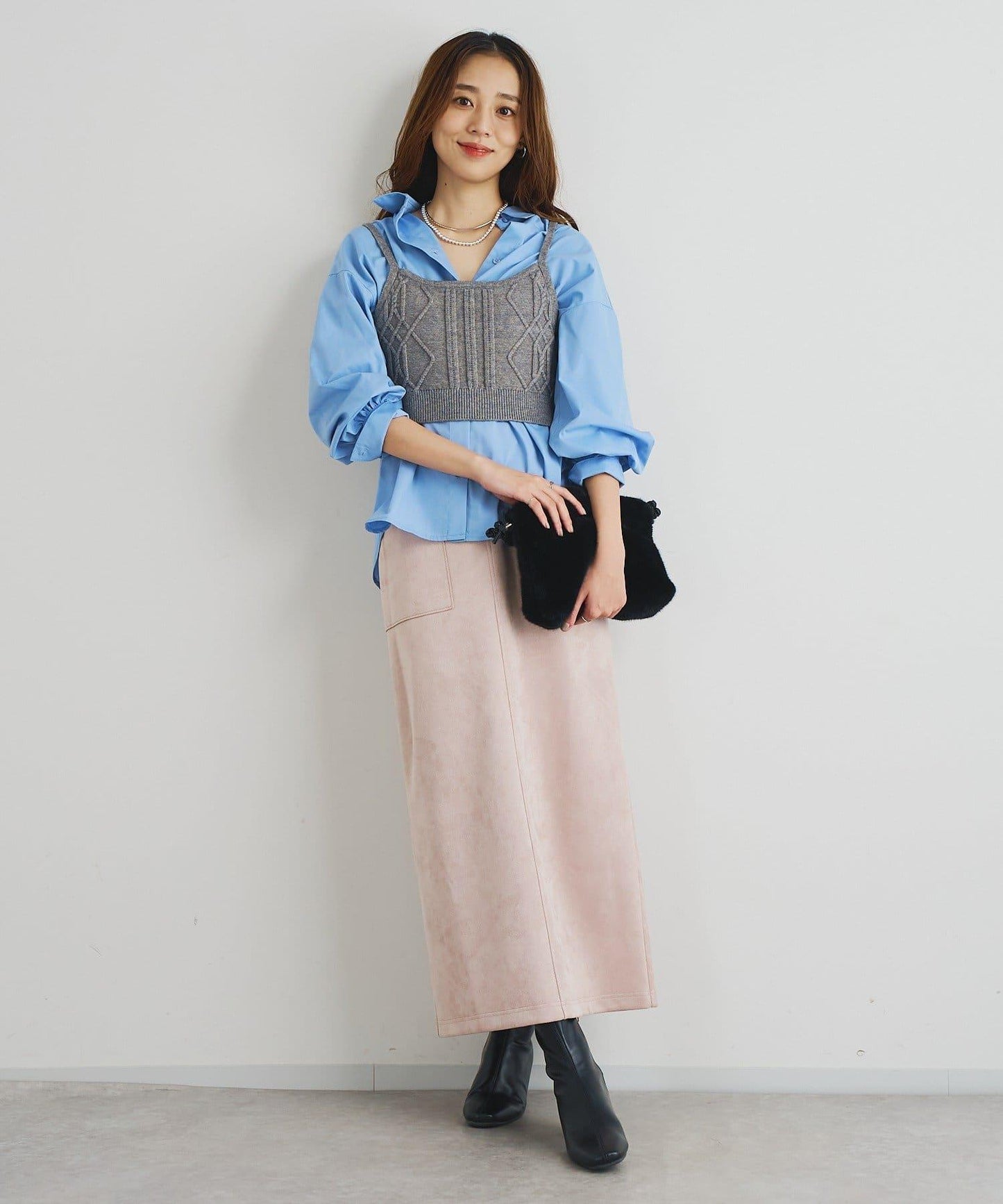 《女性優雅身形》棉花糖絨面窄身半身裙