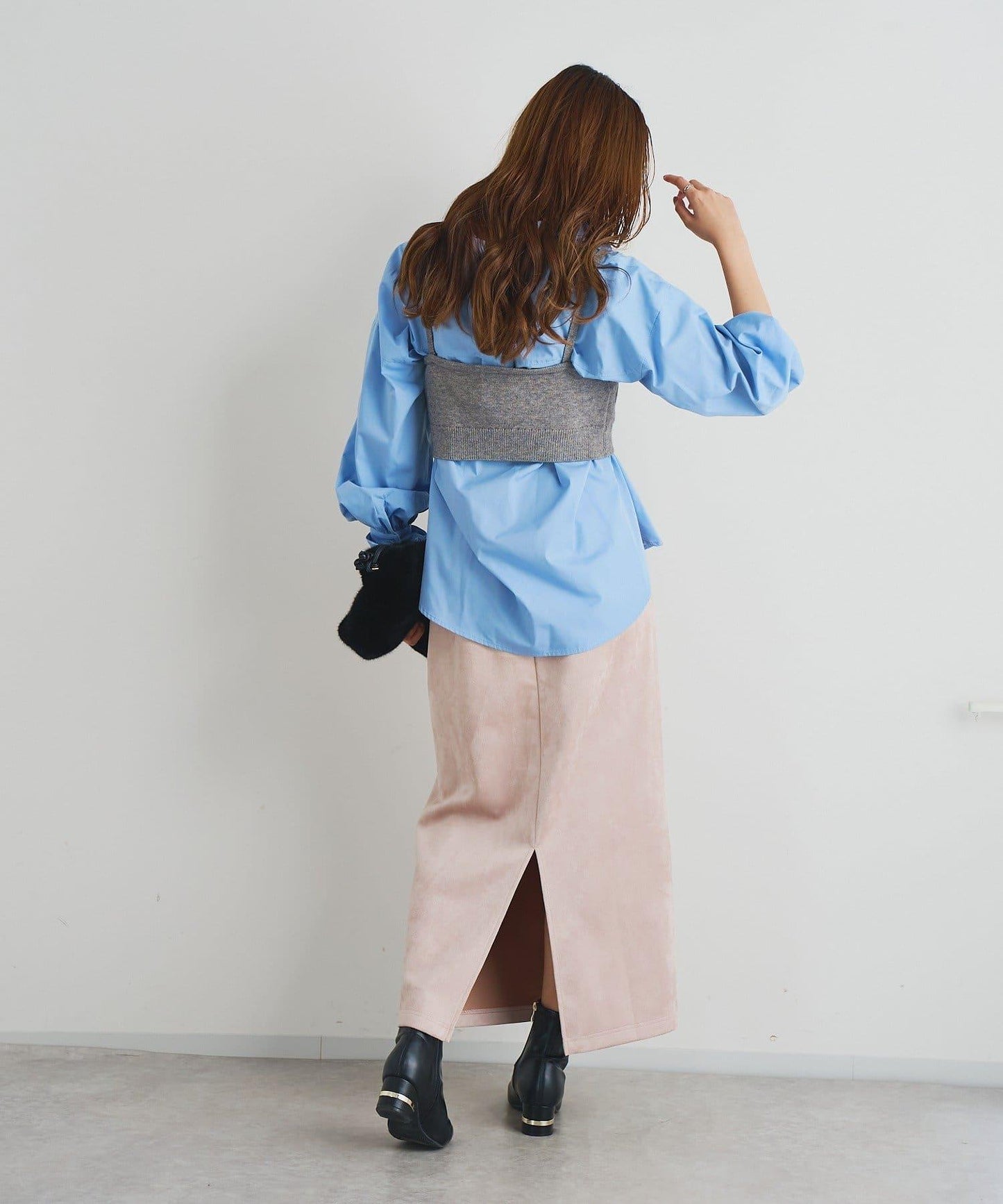 《女性優雅身形》棉花糖絨面窄身半身裙