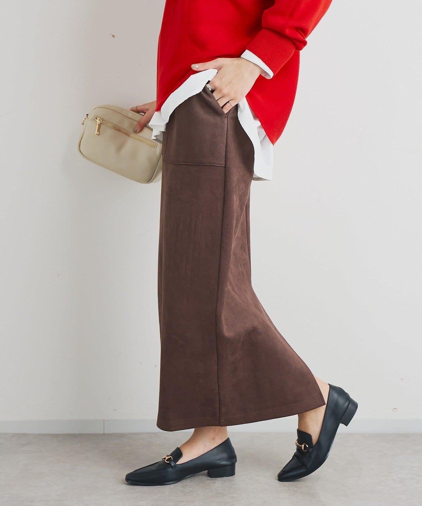 《女性優雅身形》棉花糖絨面窄身半身裙