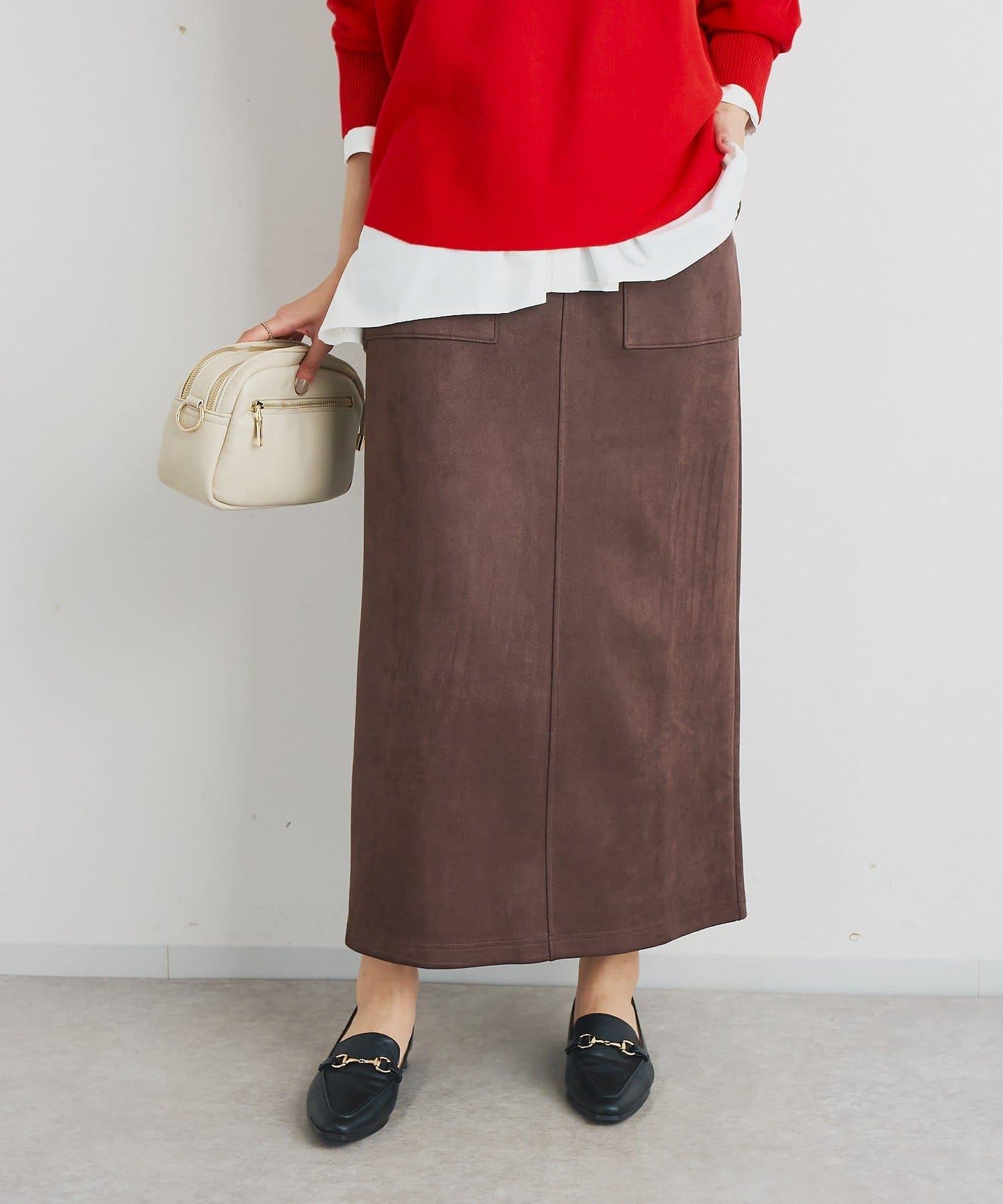 《女性優雅身形》棉花糖絨面窄身半身裙