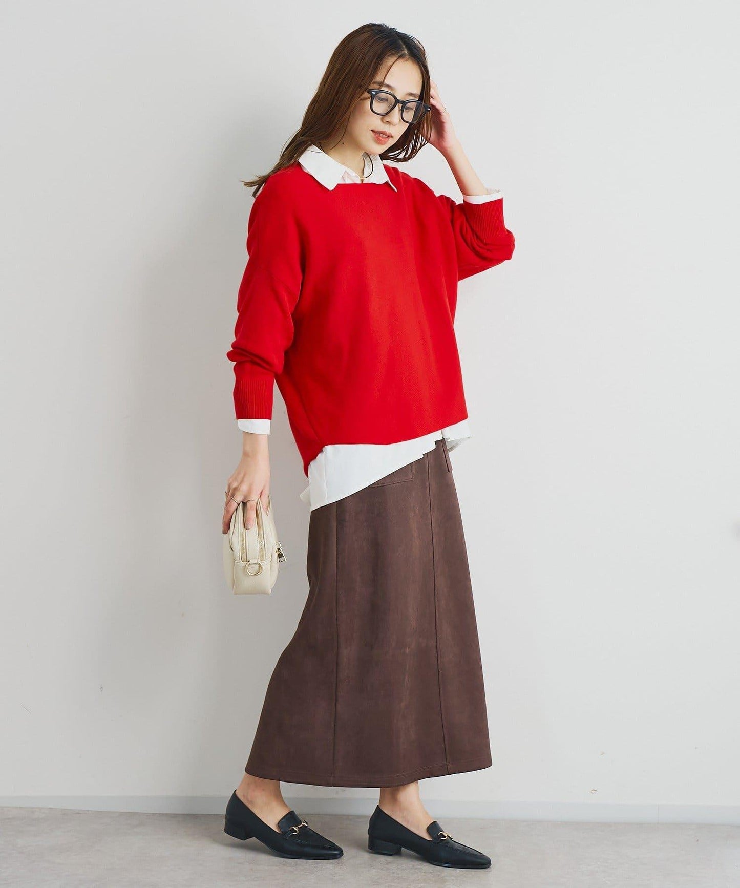 《女性優雅身形》棉花糖絨面窄身半身裙