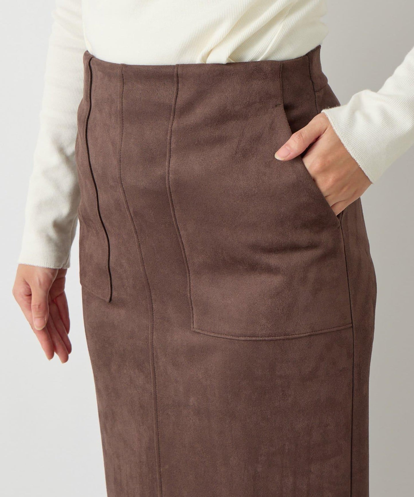 《女性優雅身形》棉花糖絨面窄身半身裙