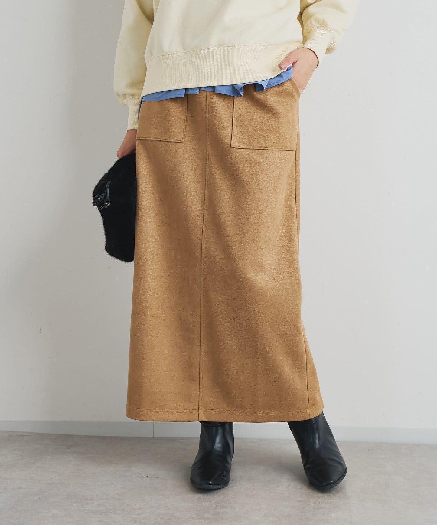 《女性優雅身形》棉花糖絨面窄身半身裙