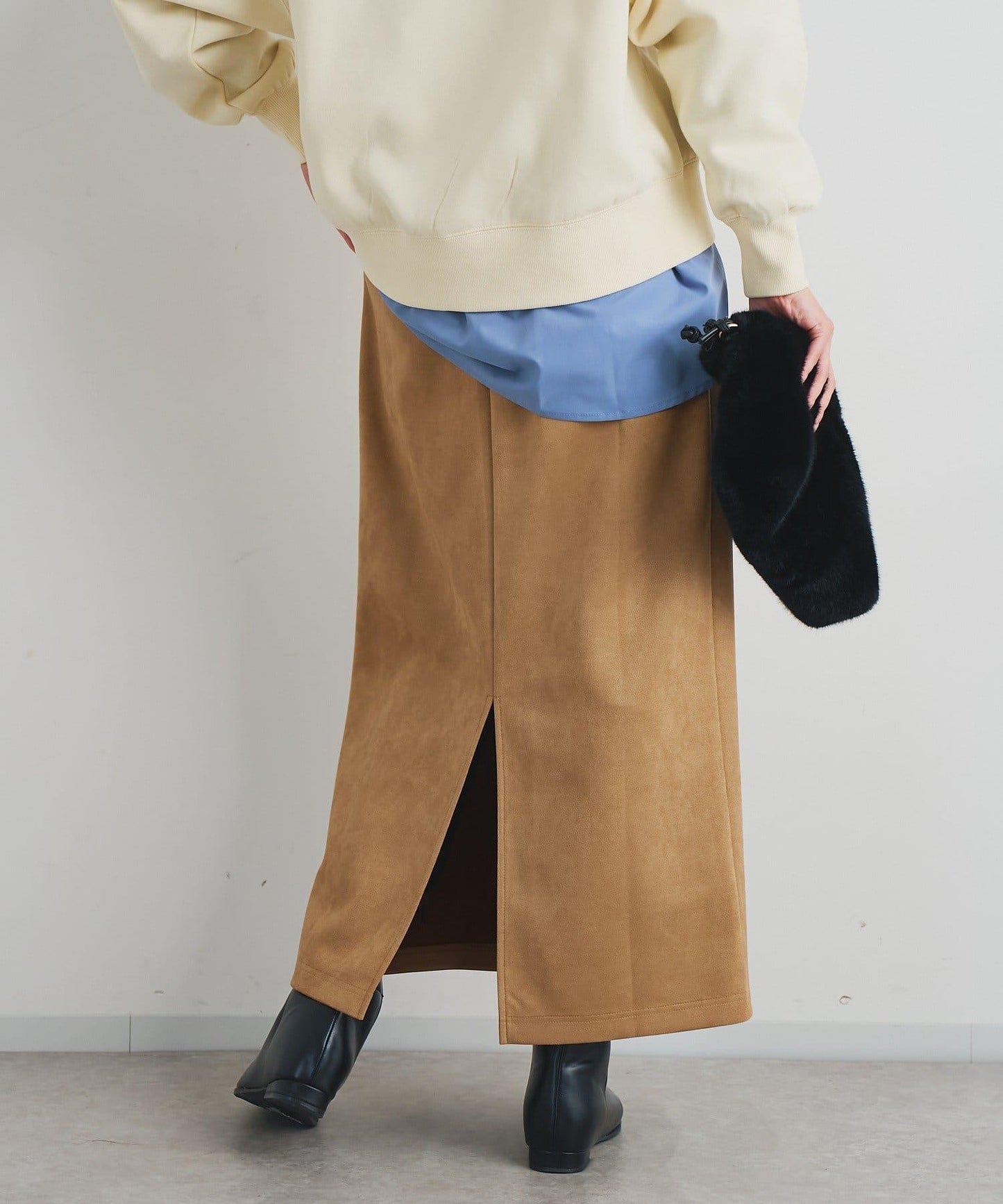 《女性優雅身形》棉花糖絨面窄身半身裙