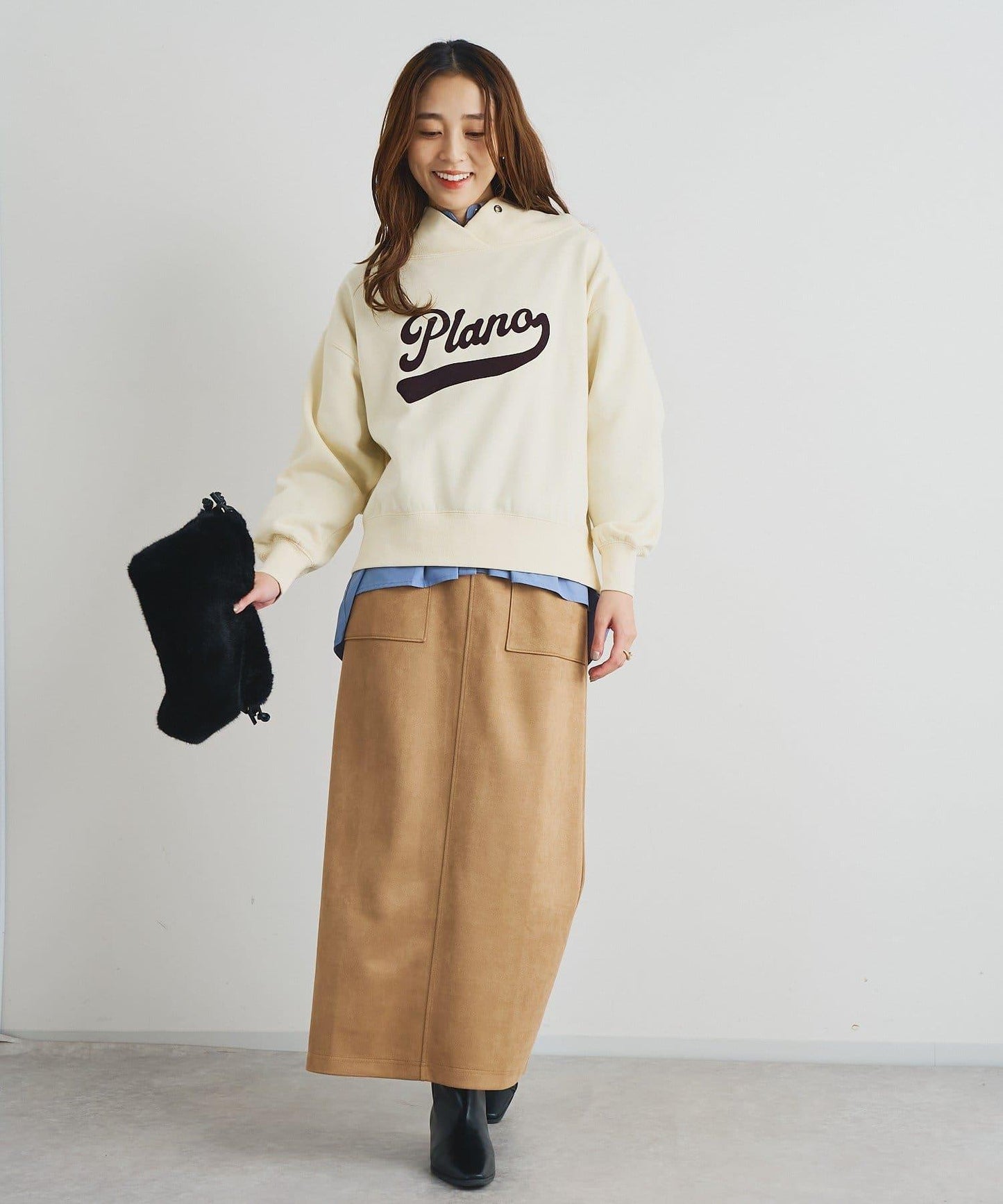 《女性優雅身形》棉花糖絨面窄身半身裙