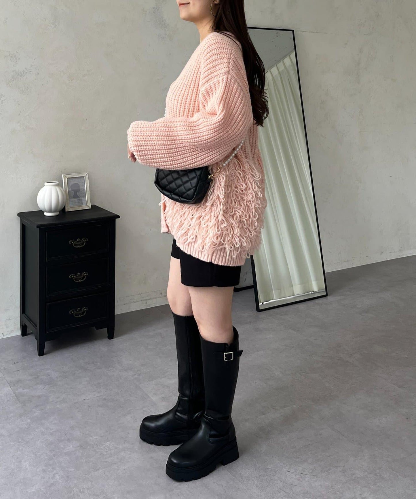 拼接V領開衫
