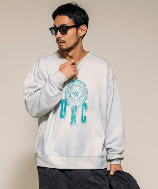 復古風格仿印花圓領衛衣