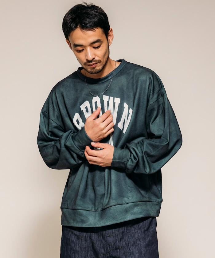 復古風格仿印花圓領衛衣