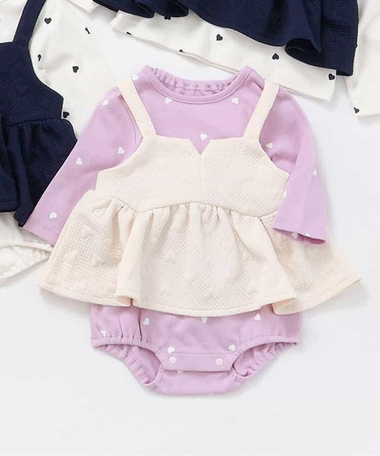 愛心絎縫吊帶背心&全印花連體衣套裝