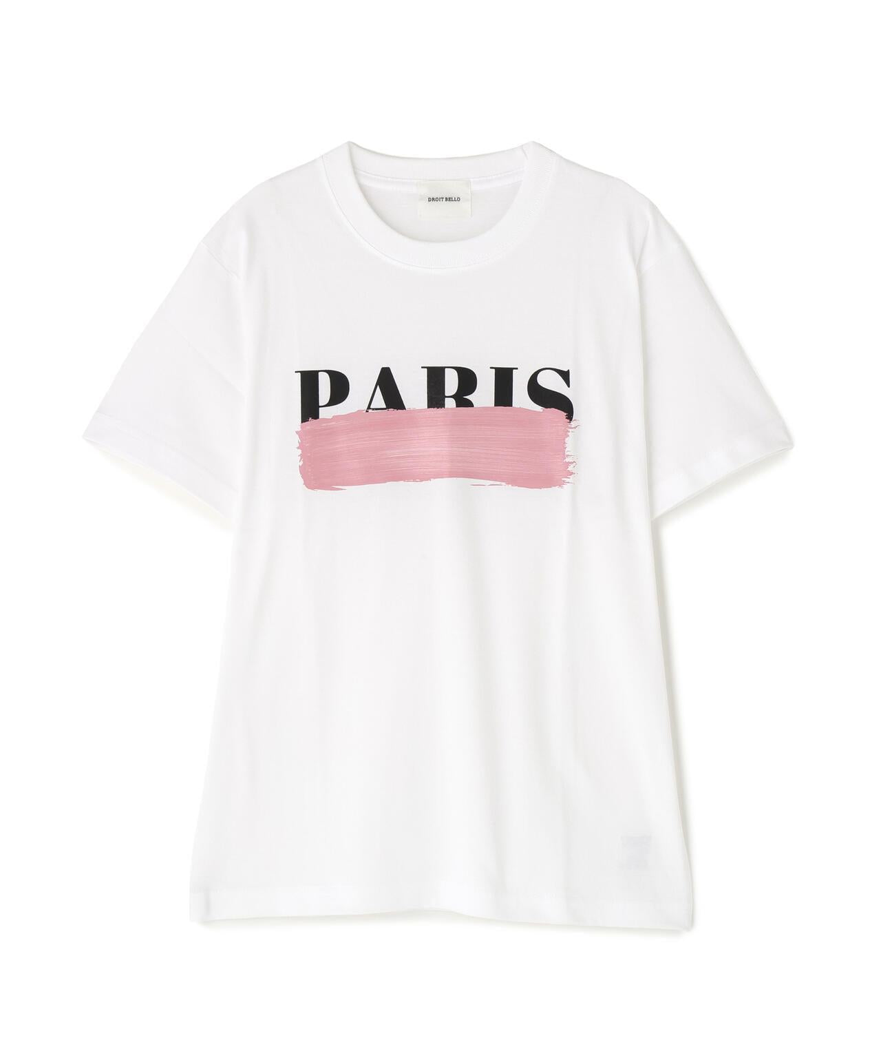 DROIT BELLO粉色印花PARIS短袖T恤