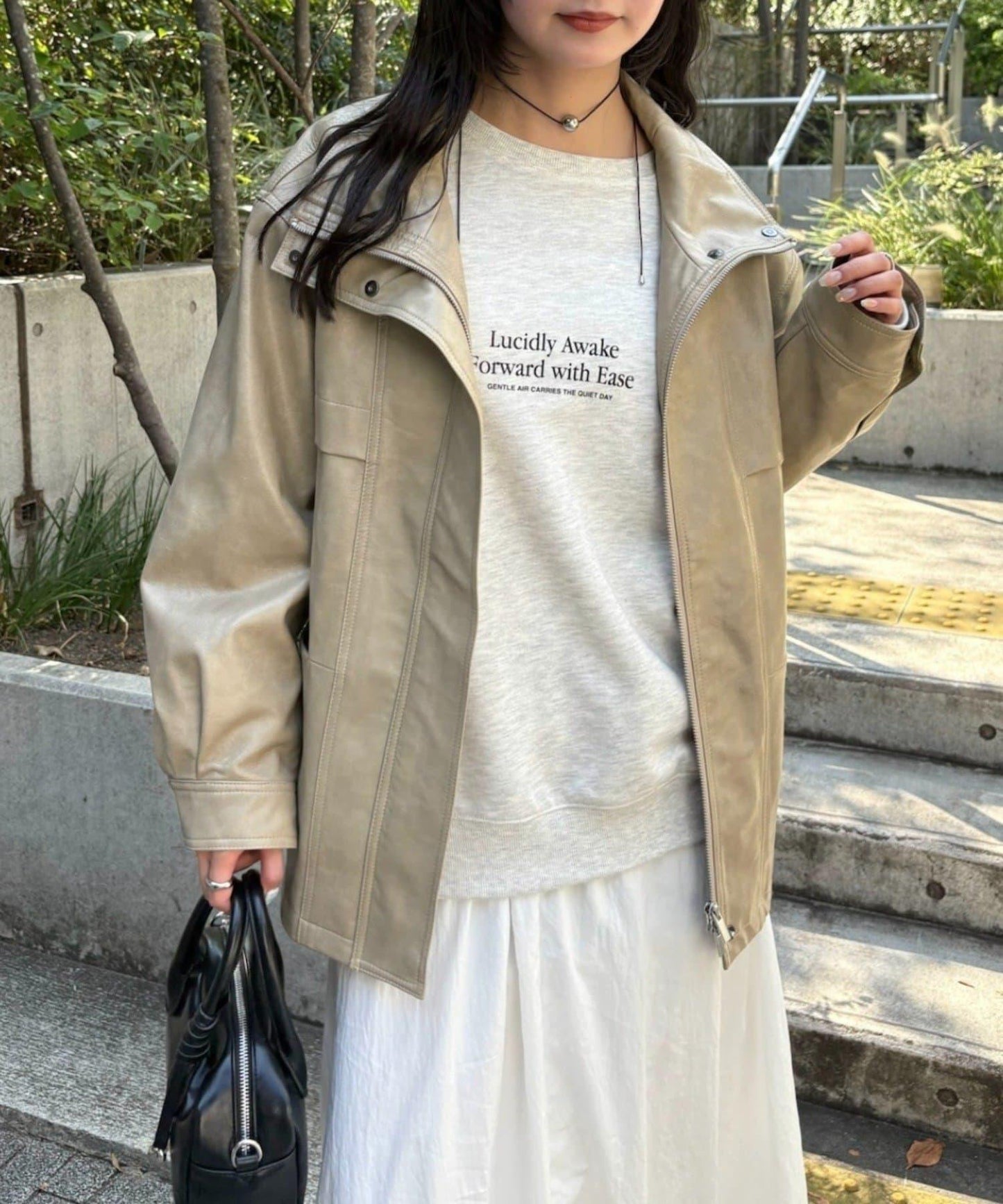 抽繩仿皮夾克