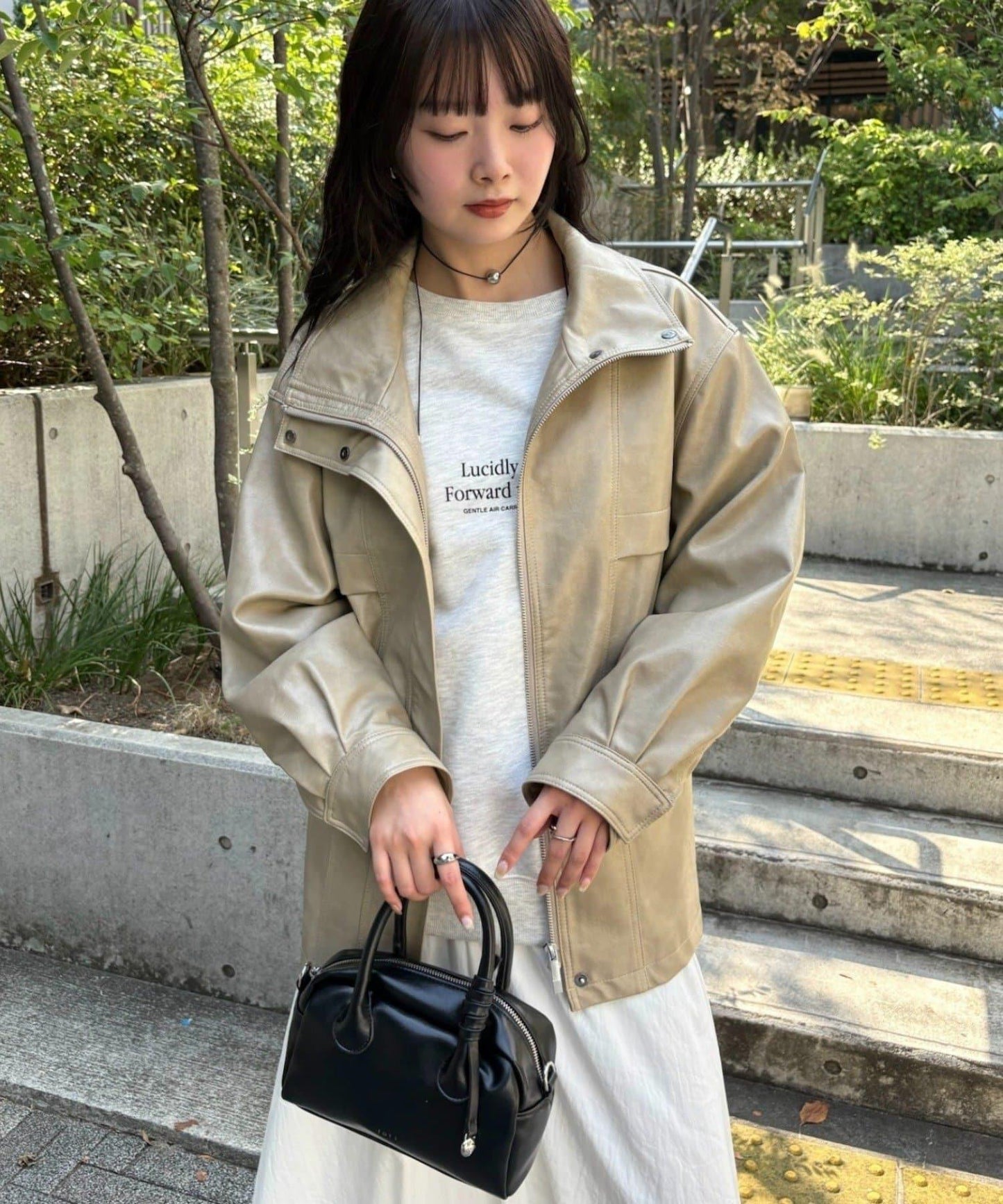 抽繩仿皮夾克