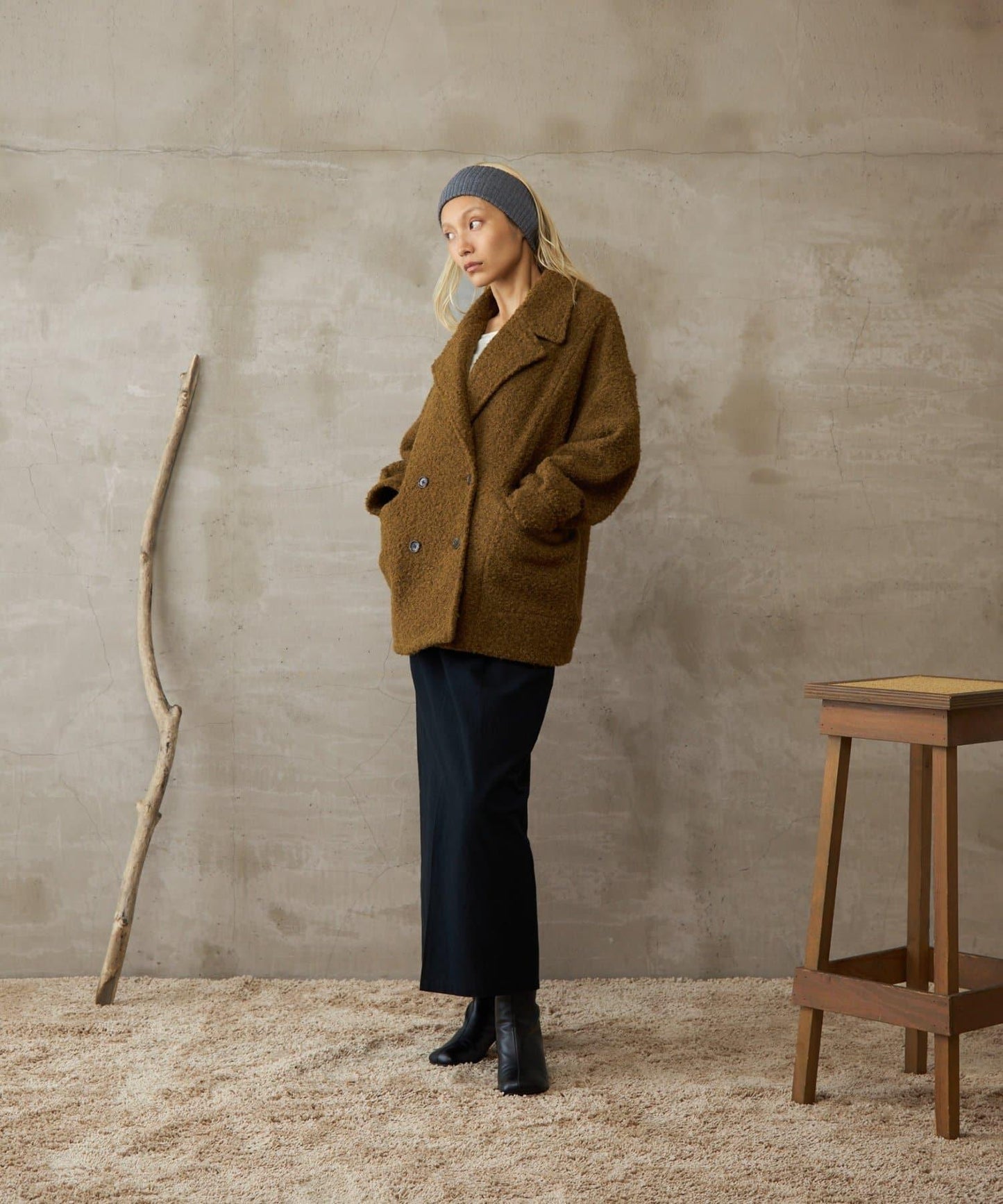 【paradigm】羊毛感仿羊羔絨寬鬆P大衣