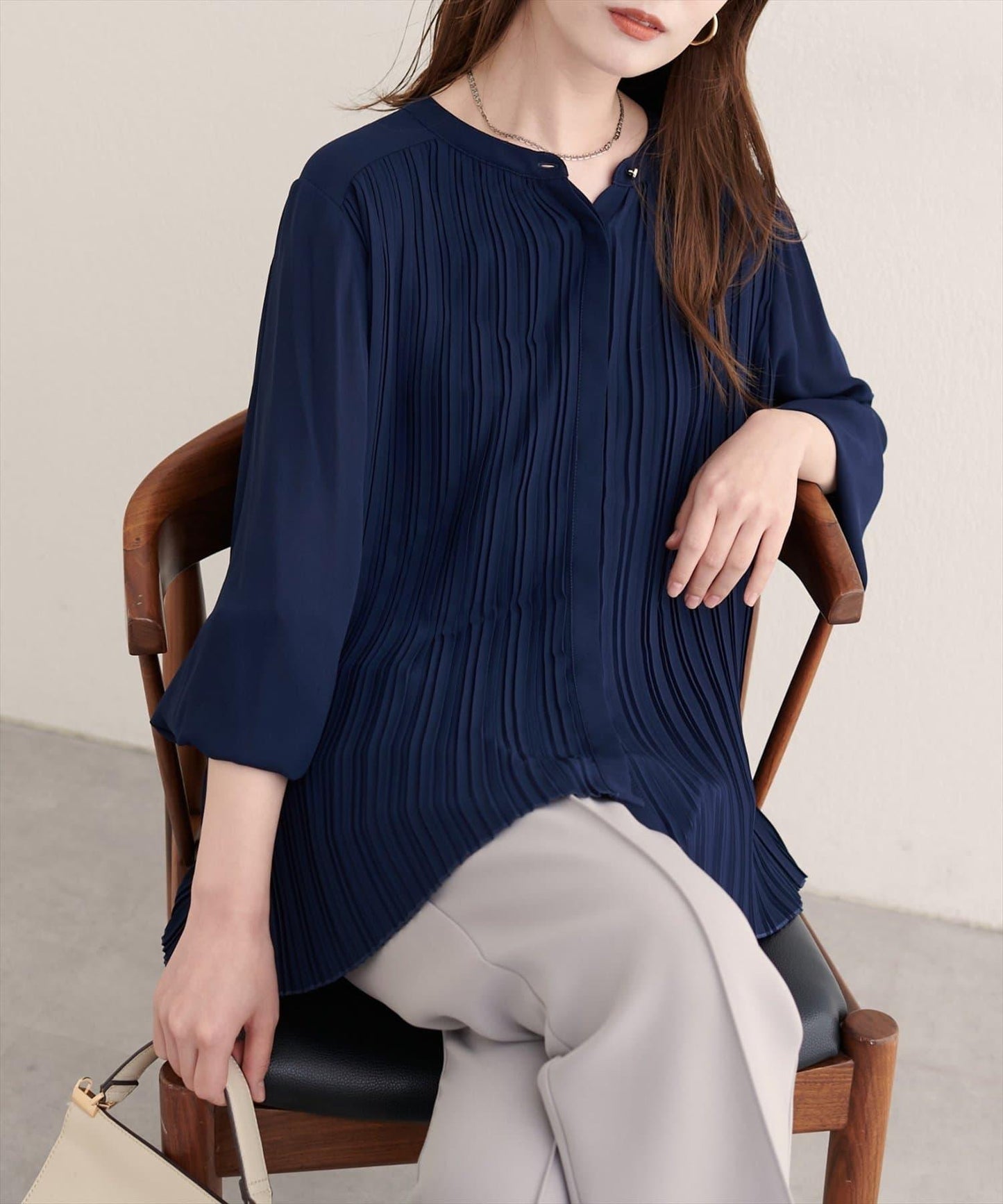 前後兩穿百褶襯衫