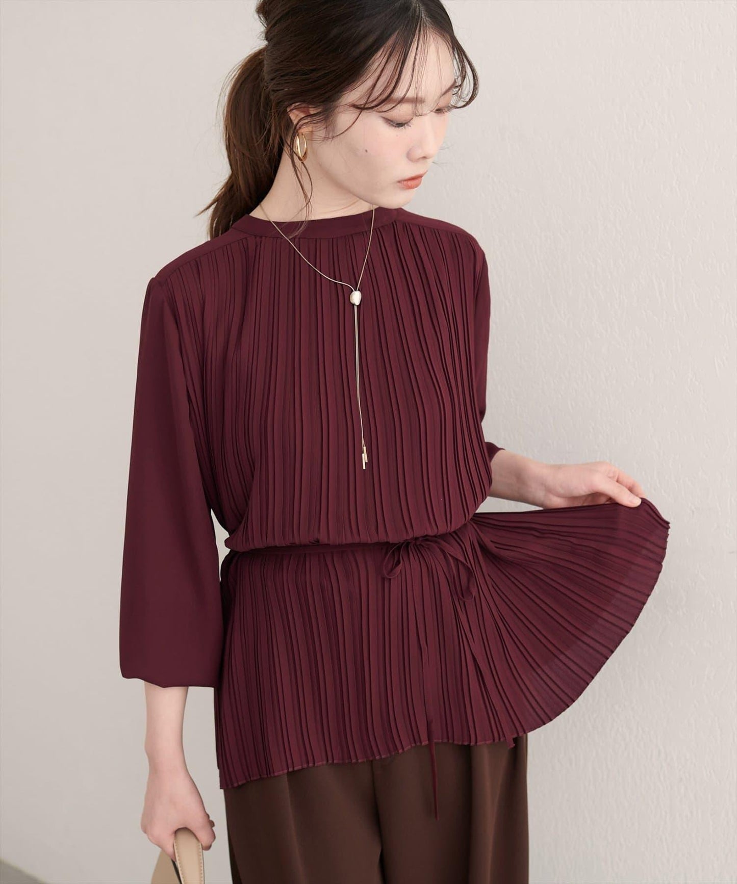 前後兩穿百褶襯衫