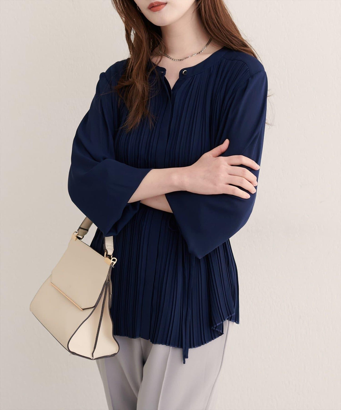 前後兩穿百褶襯衫