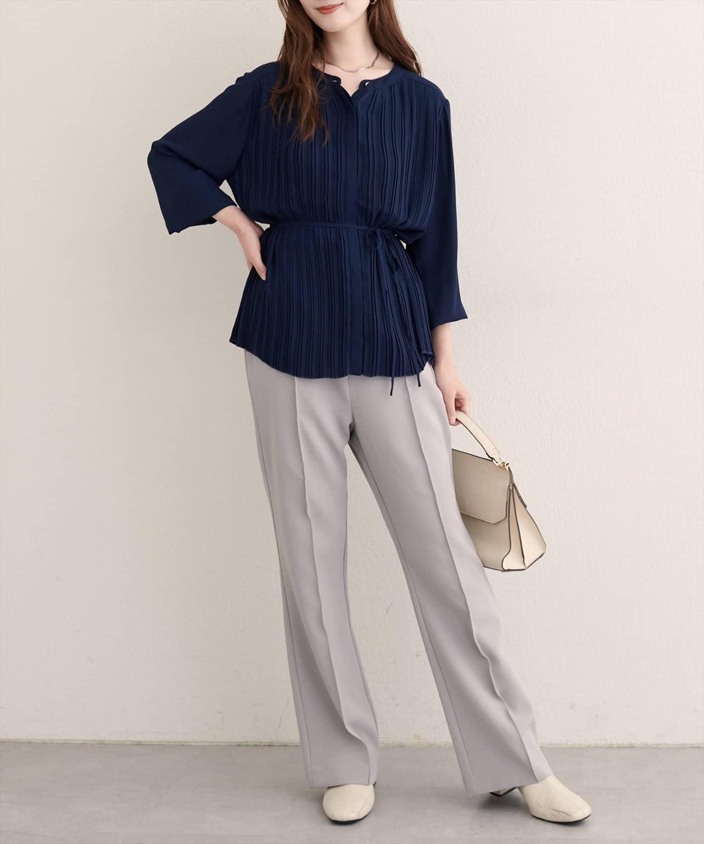 前後兩穿百褶襯衫