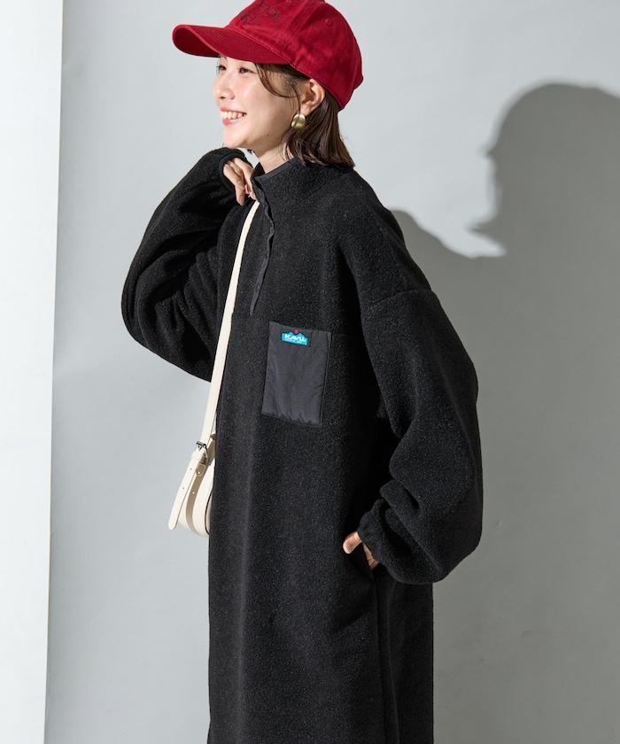 羊羔絨紐扣連衣裙【限定展開】