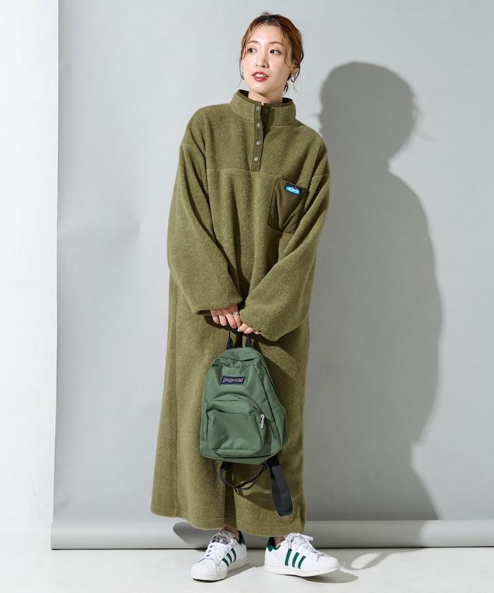 羊羔絨紐扣連衣裙【限定展開】