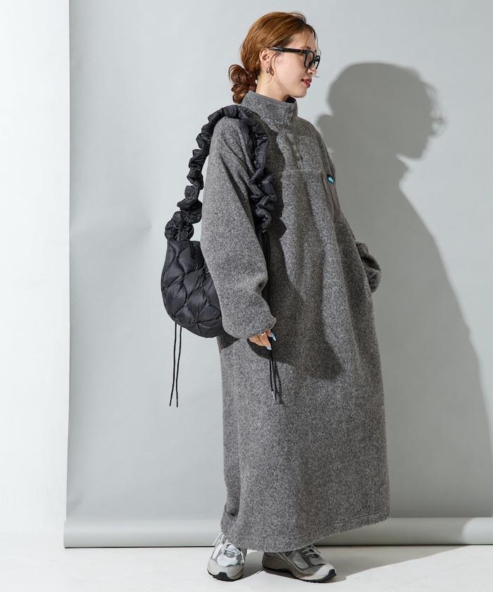 羊羔絨紐扣連衣裙【限定展開】