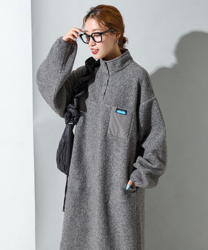 羊羔絨紐扣連衣裙【限定展開】