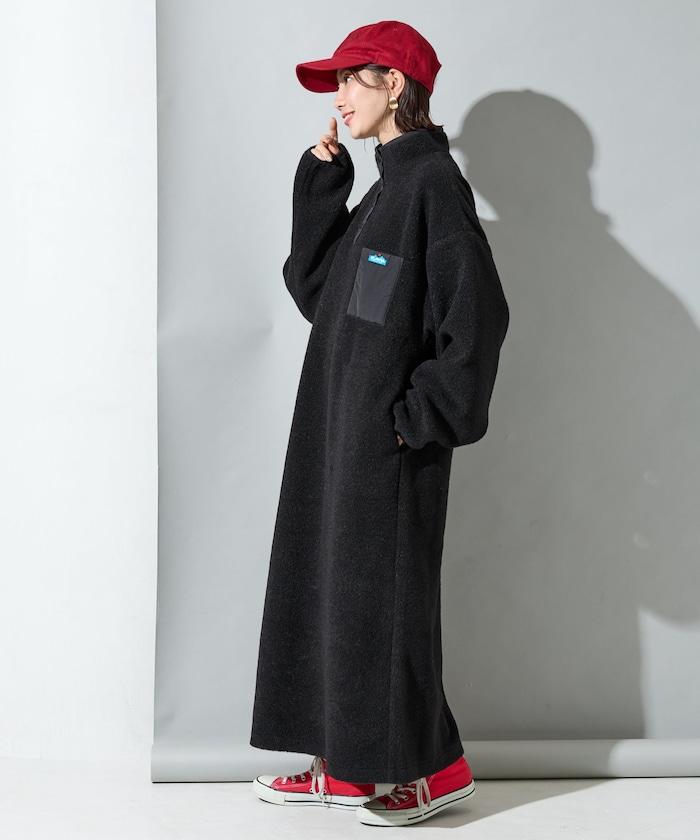 羊羔絨紐扣連衣裙【限定展開】