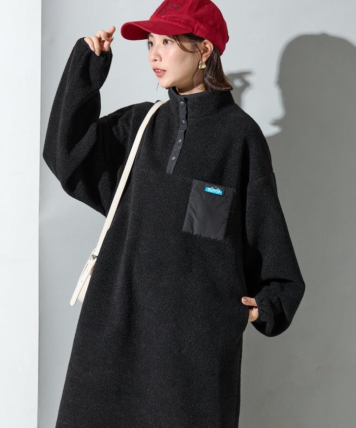 羊羔絨紐扣連衣裙【限定展開】