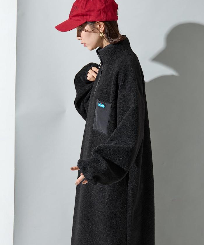 羊羔絨紐扣連衣裙【限定展開】