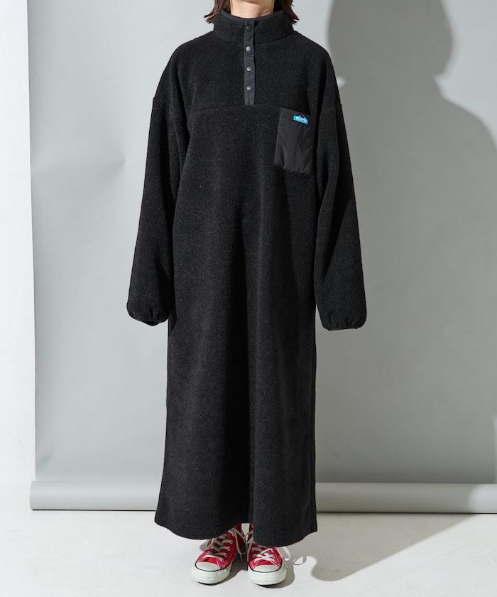 羊羔絨紐扣連衣裙【限定展開】