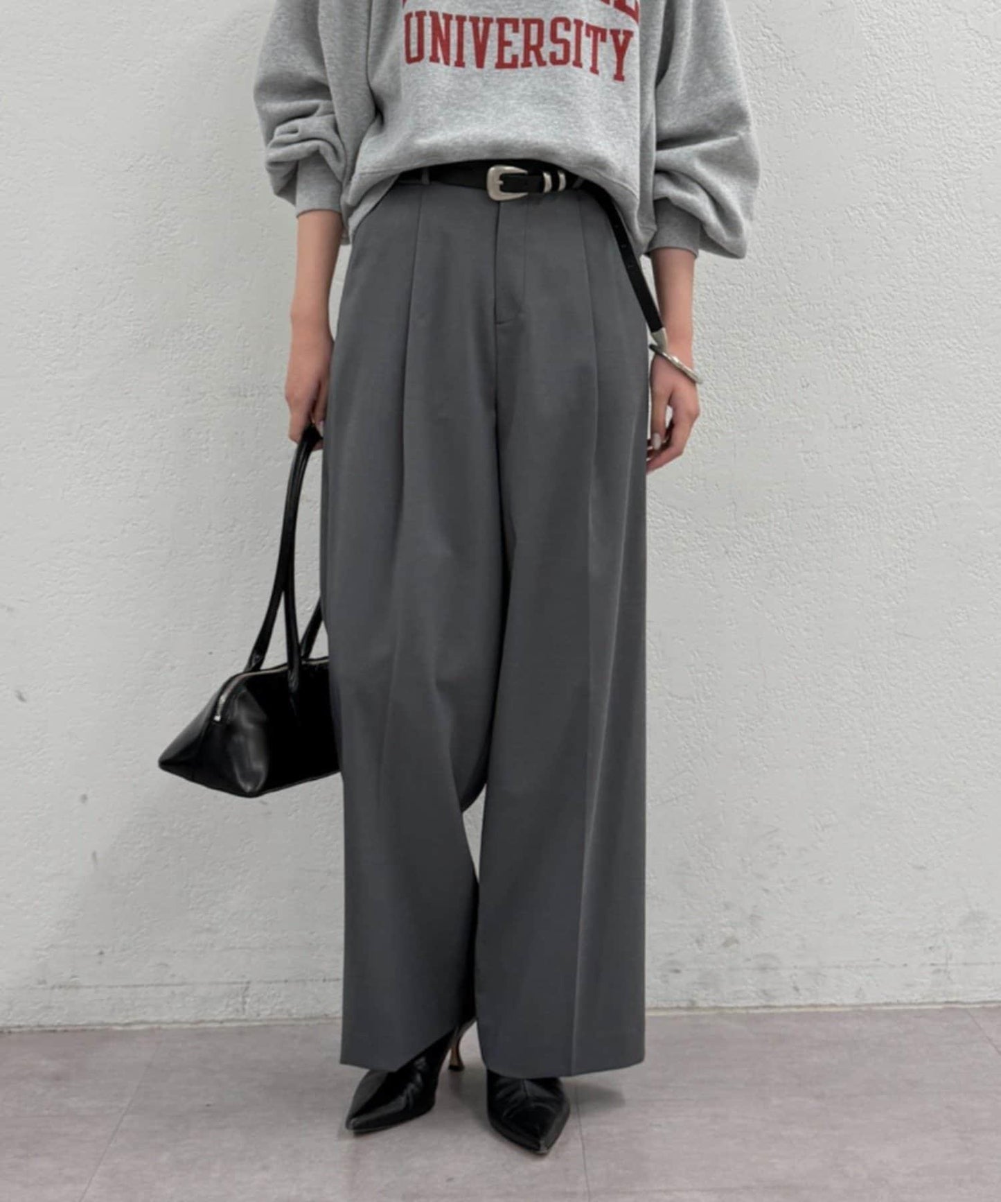 【Loungedress】直筒褶皺長褲