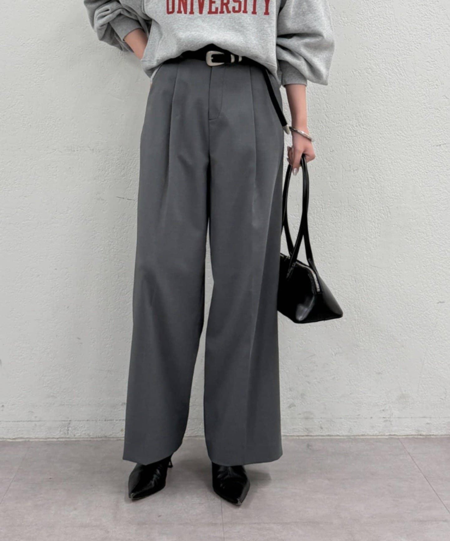 【Loungedress】直筒褶皺長褲