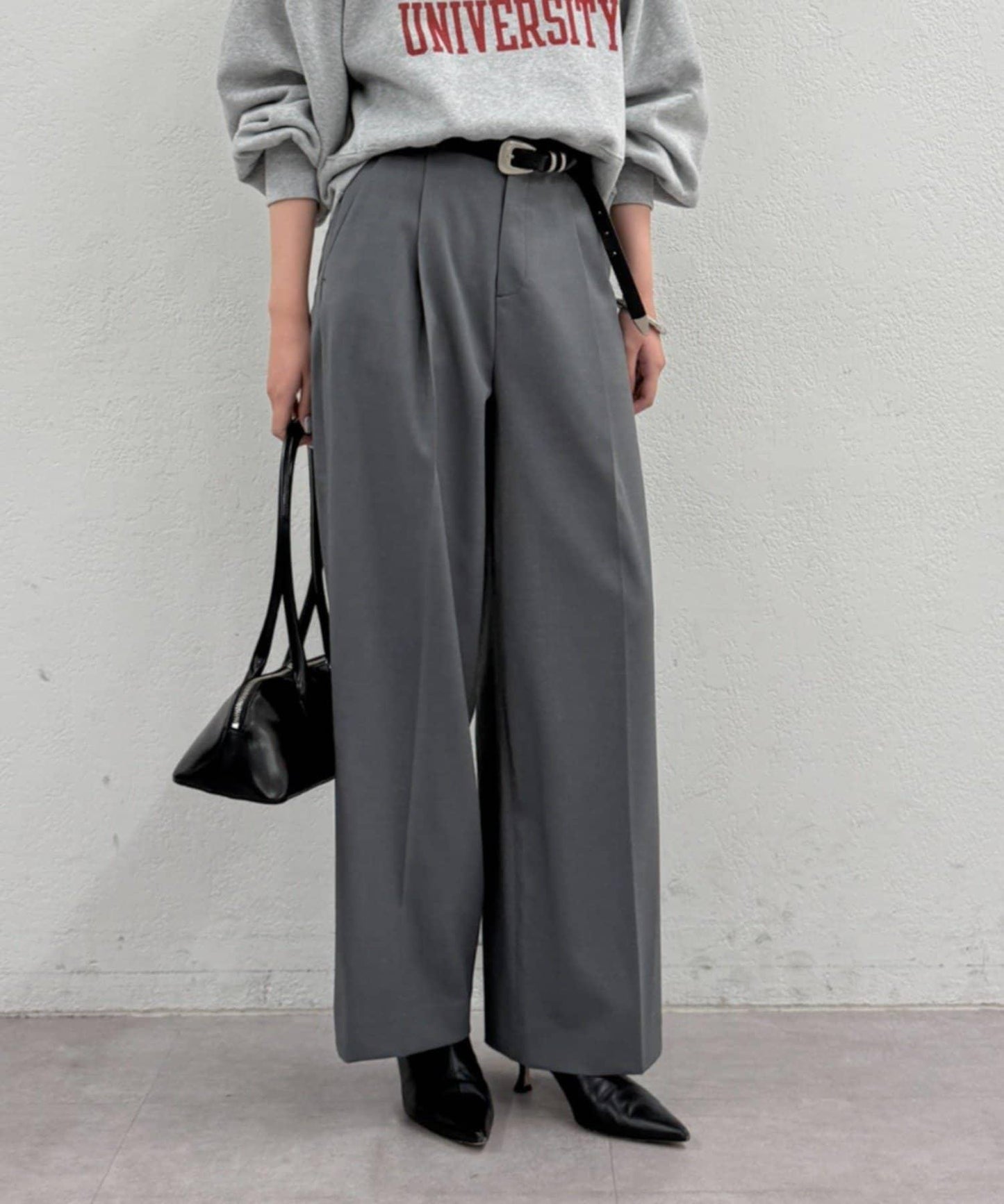 【Loungedress】直筒褶皺長褲
