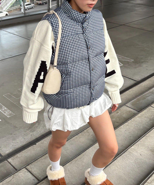 【UNISEX】格子絎縫棉馬甲