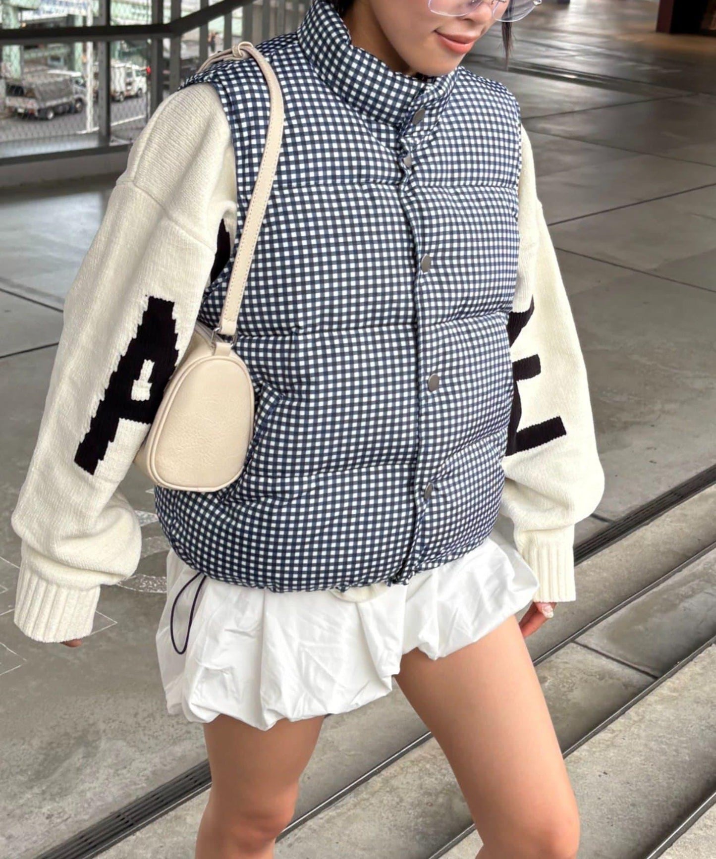 【UNISEX】格子絎縫棉馬甲