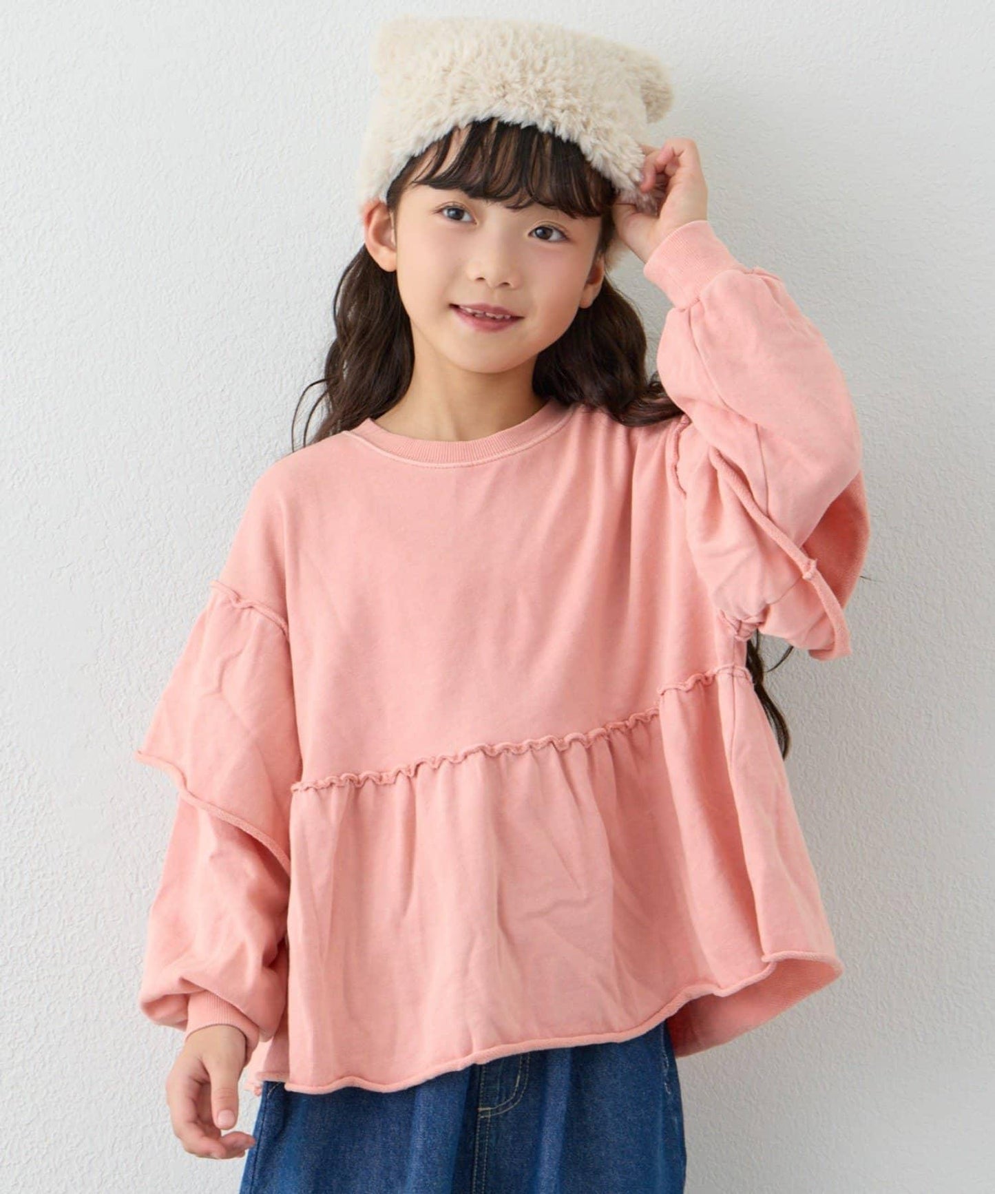 【KIDS】水洗工藝荷葉邊衛衣