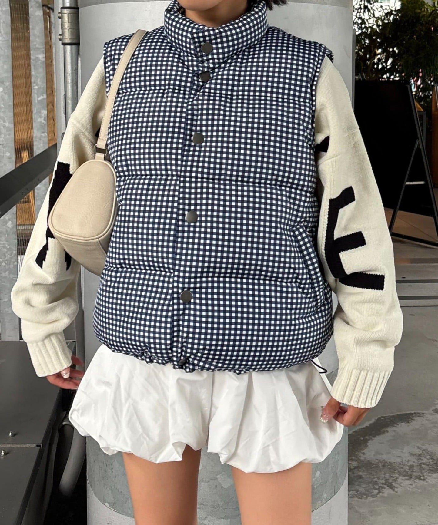 【UNISEX】格子絎縫棉馬甲