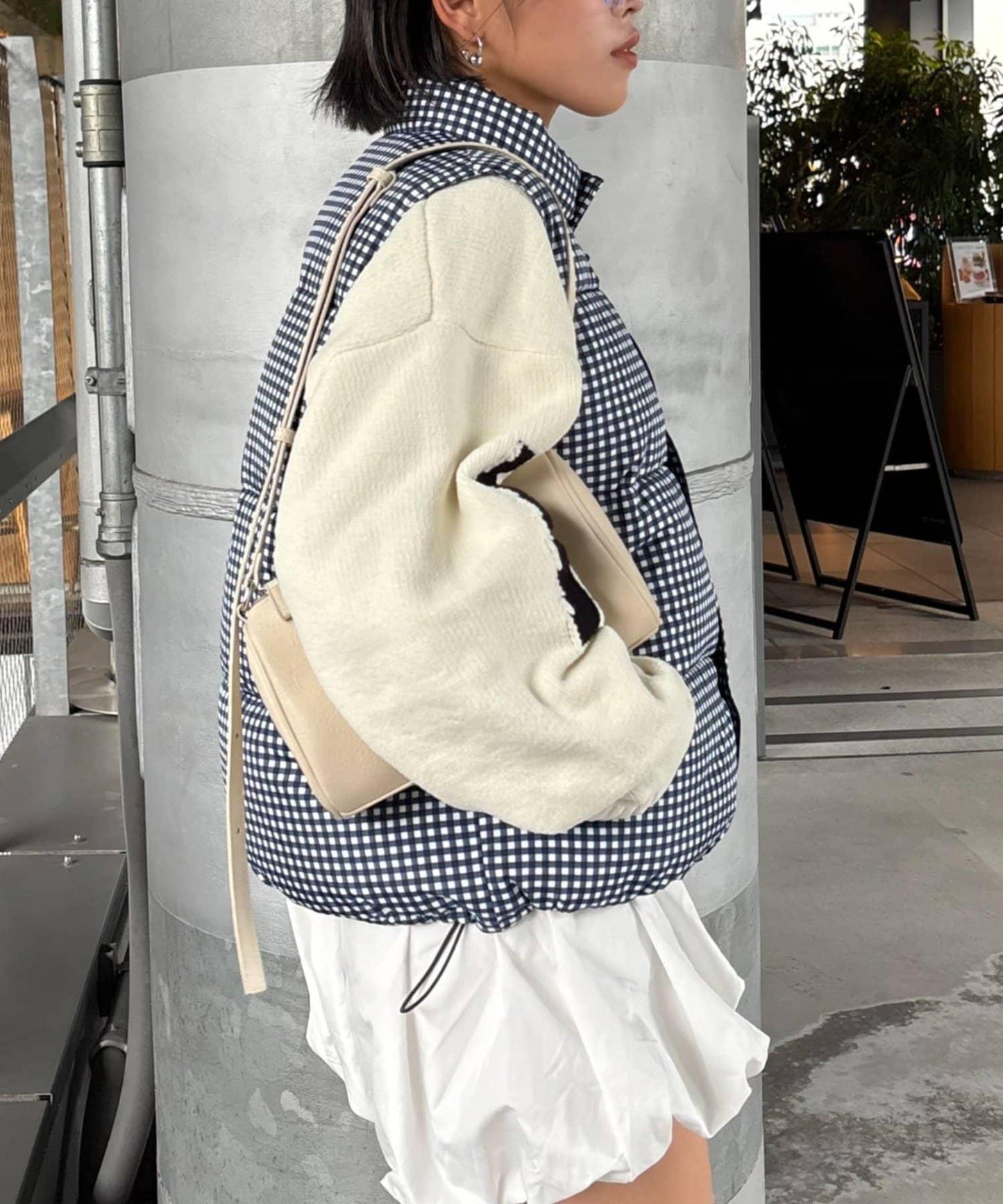 【UNISEX】格子絎縫棉馬甲