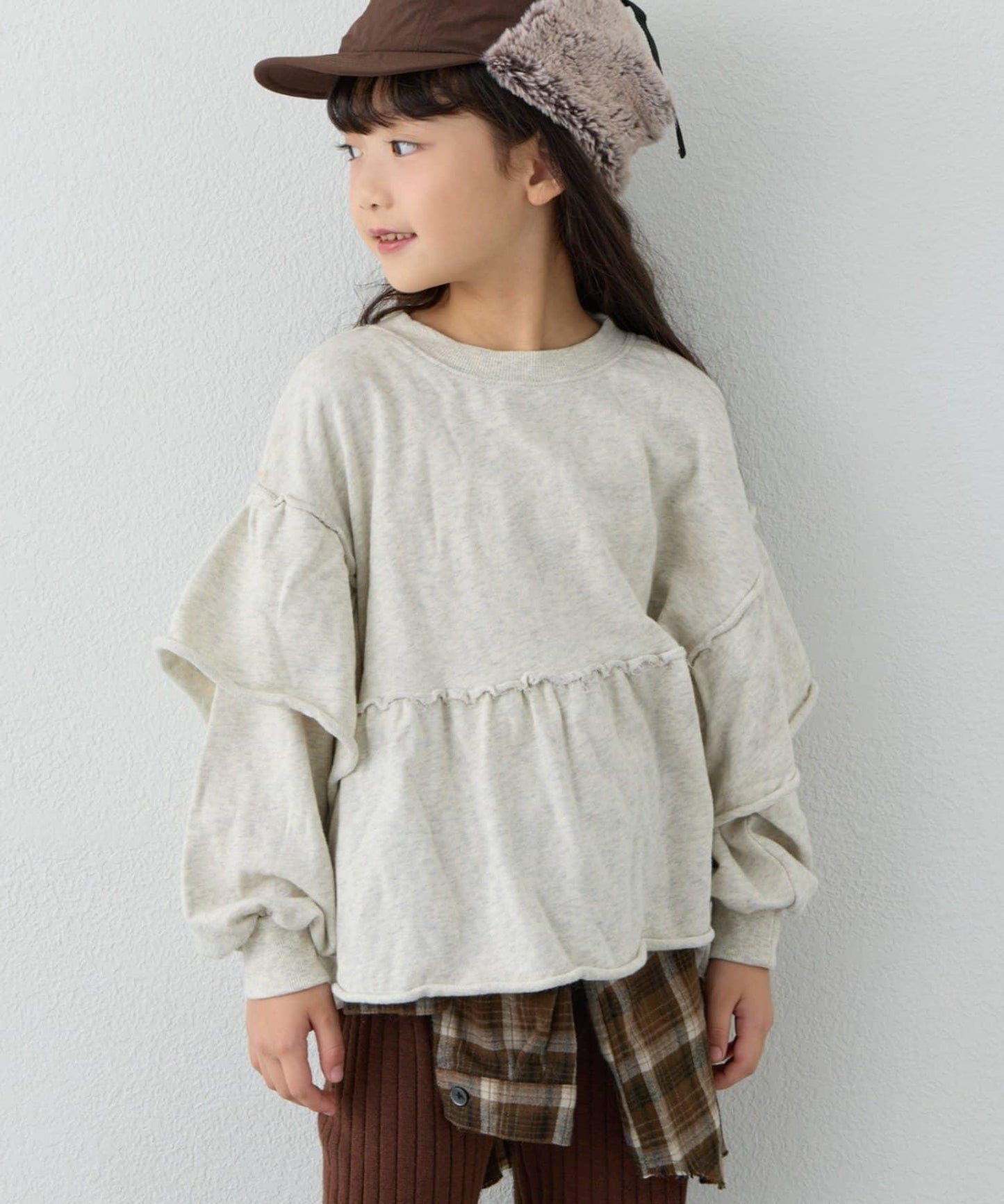 【KIDS】水洗工藝荷葉邊衛衣