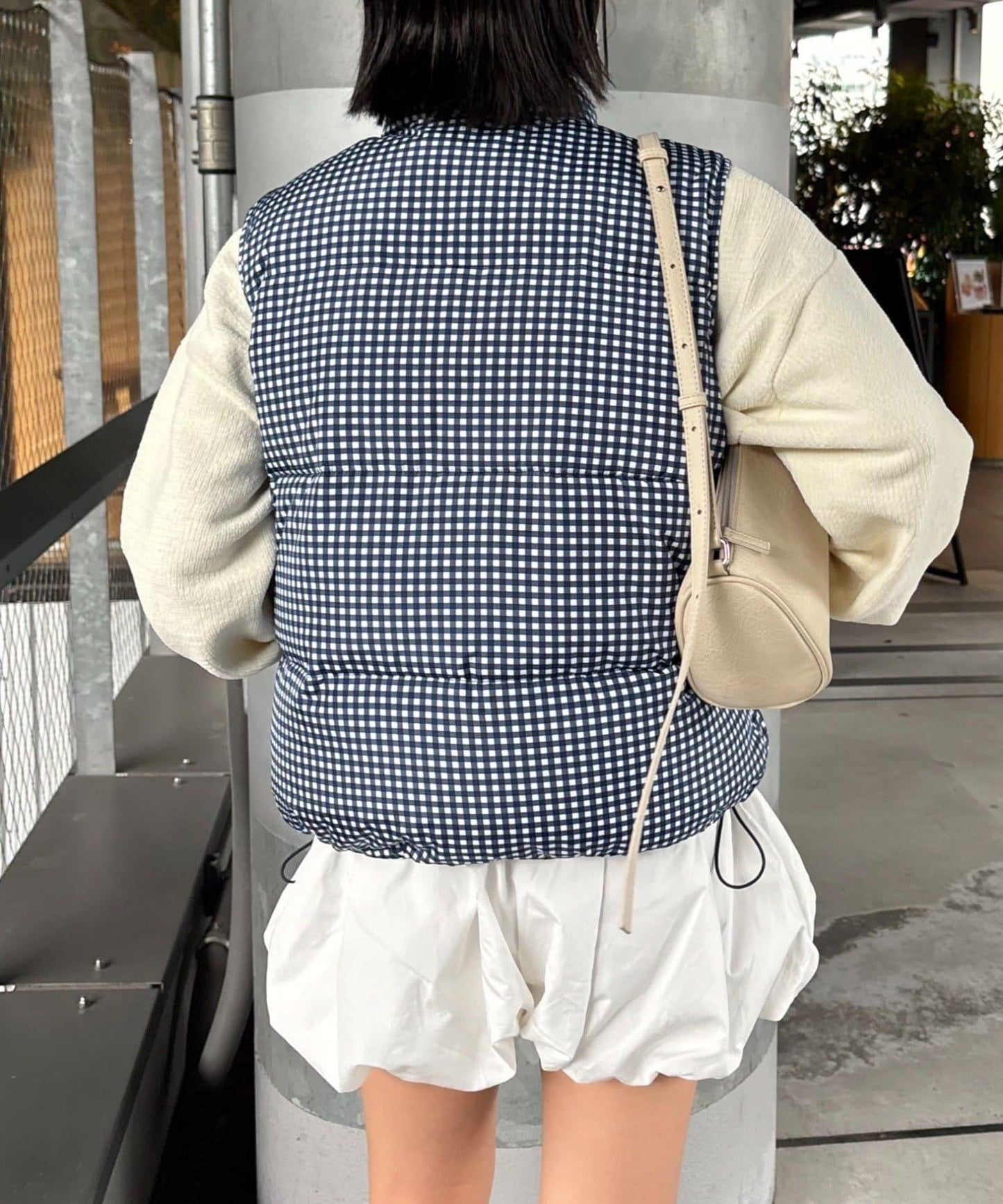 【UNISEX】格子絎縫棉馬甲