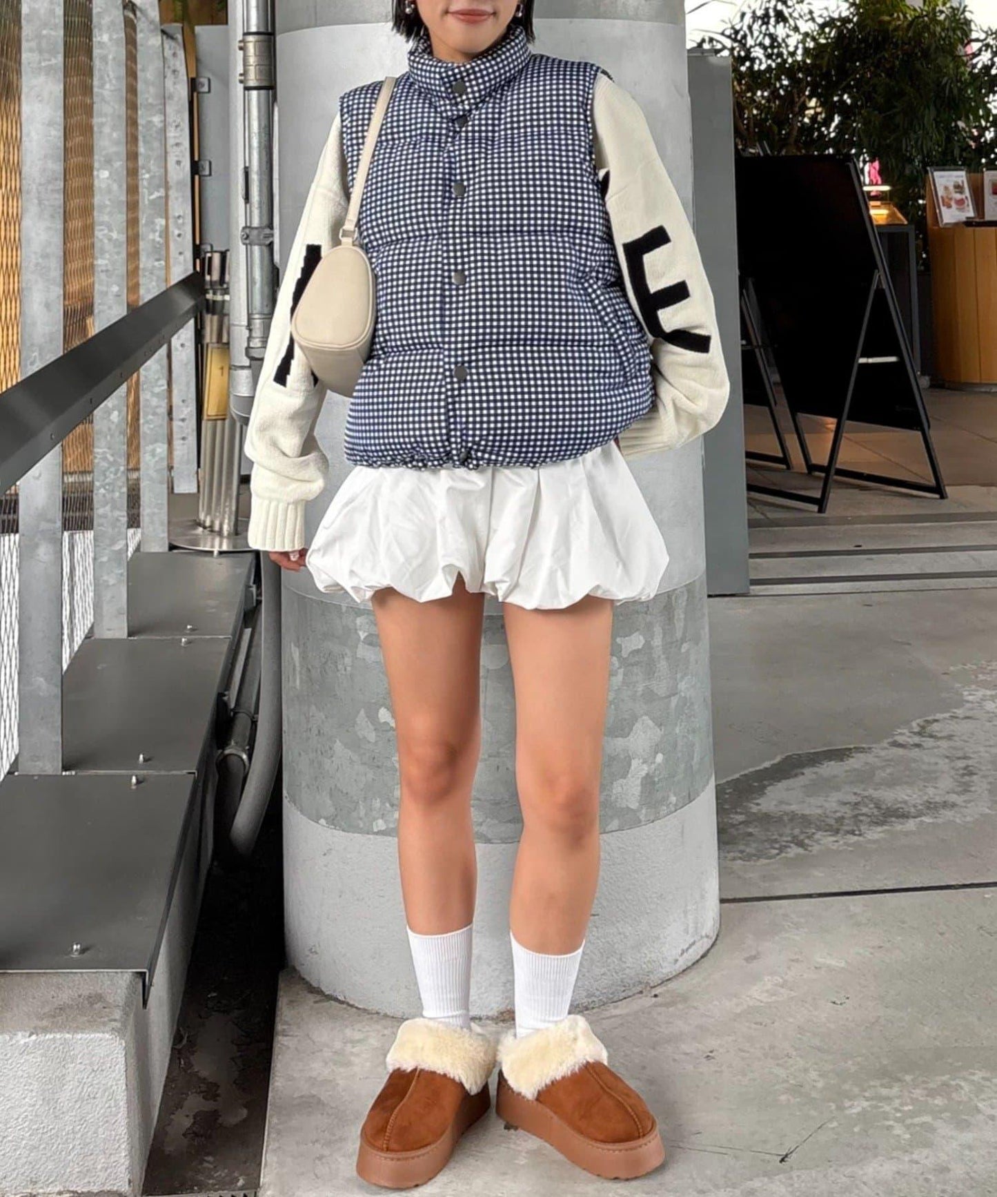 【UNISEX】格子絎縫棉馬甲