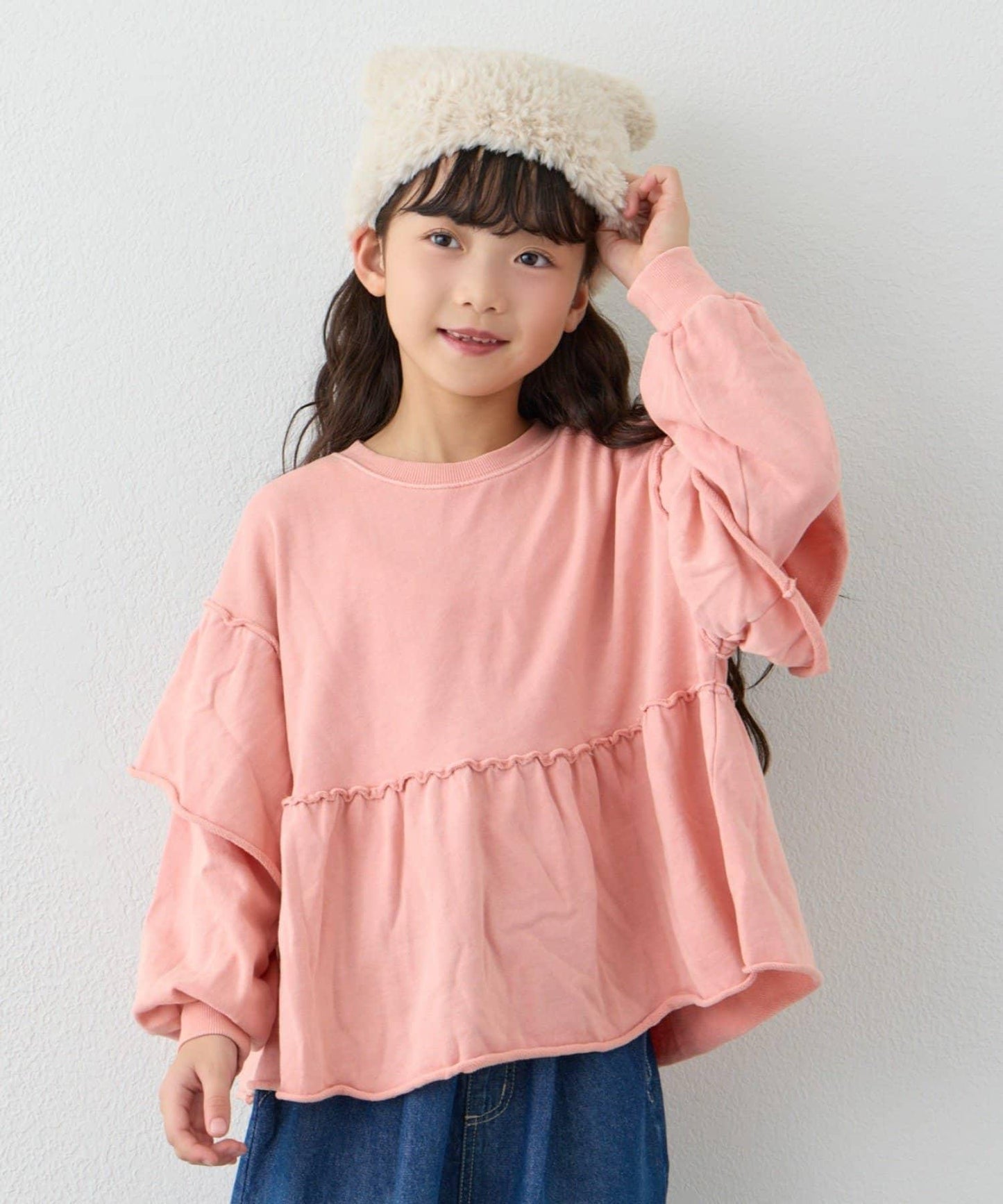 【KIDS】水洗工藝荷葉邊衛衣