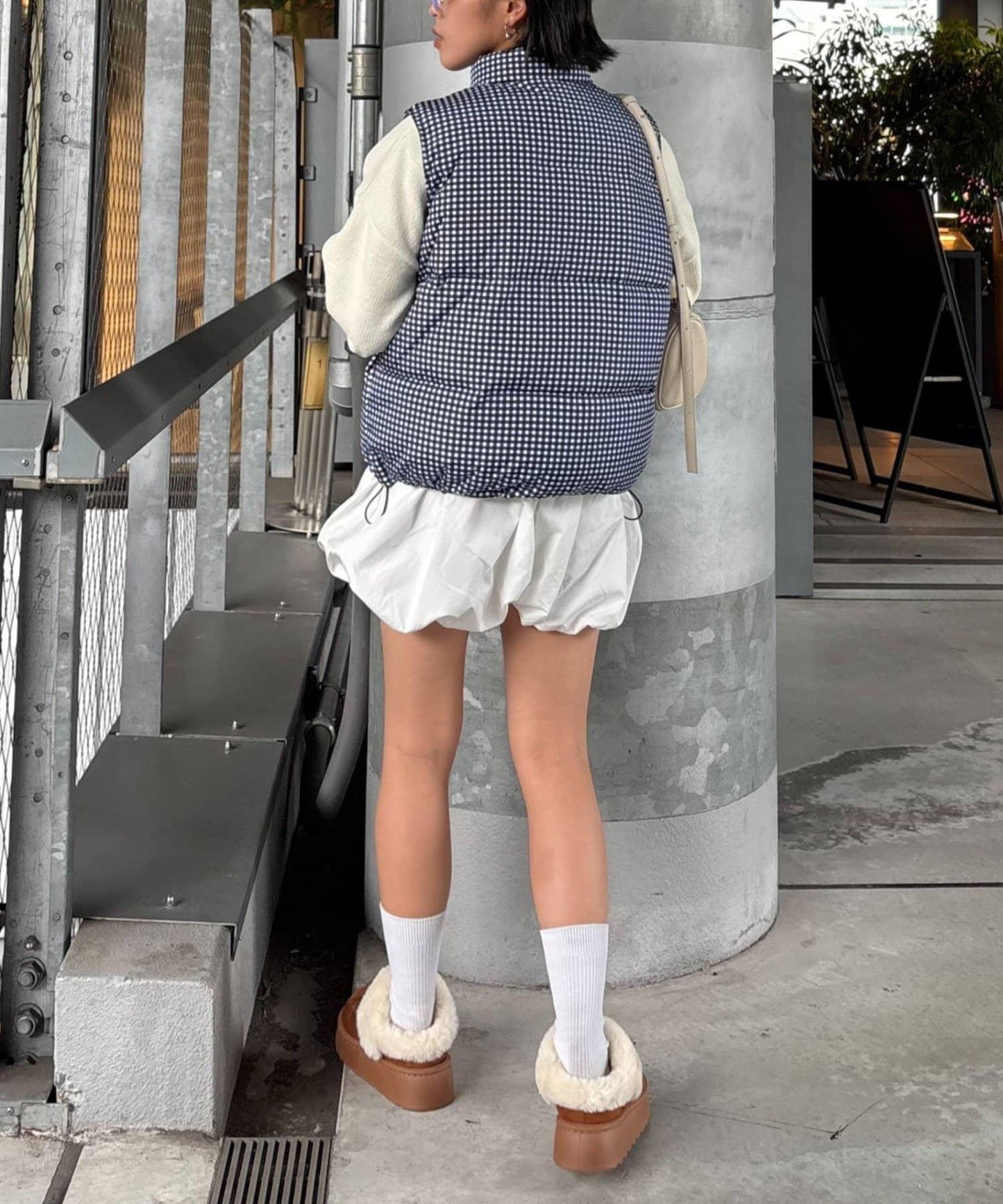 【UNISEX】格子絎縫棉馬甲