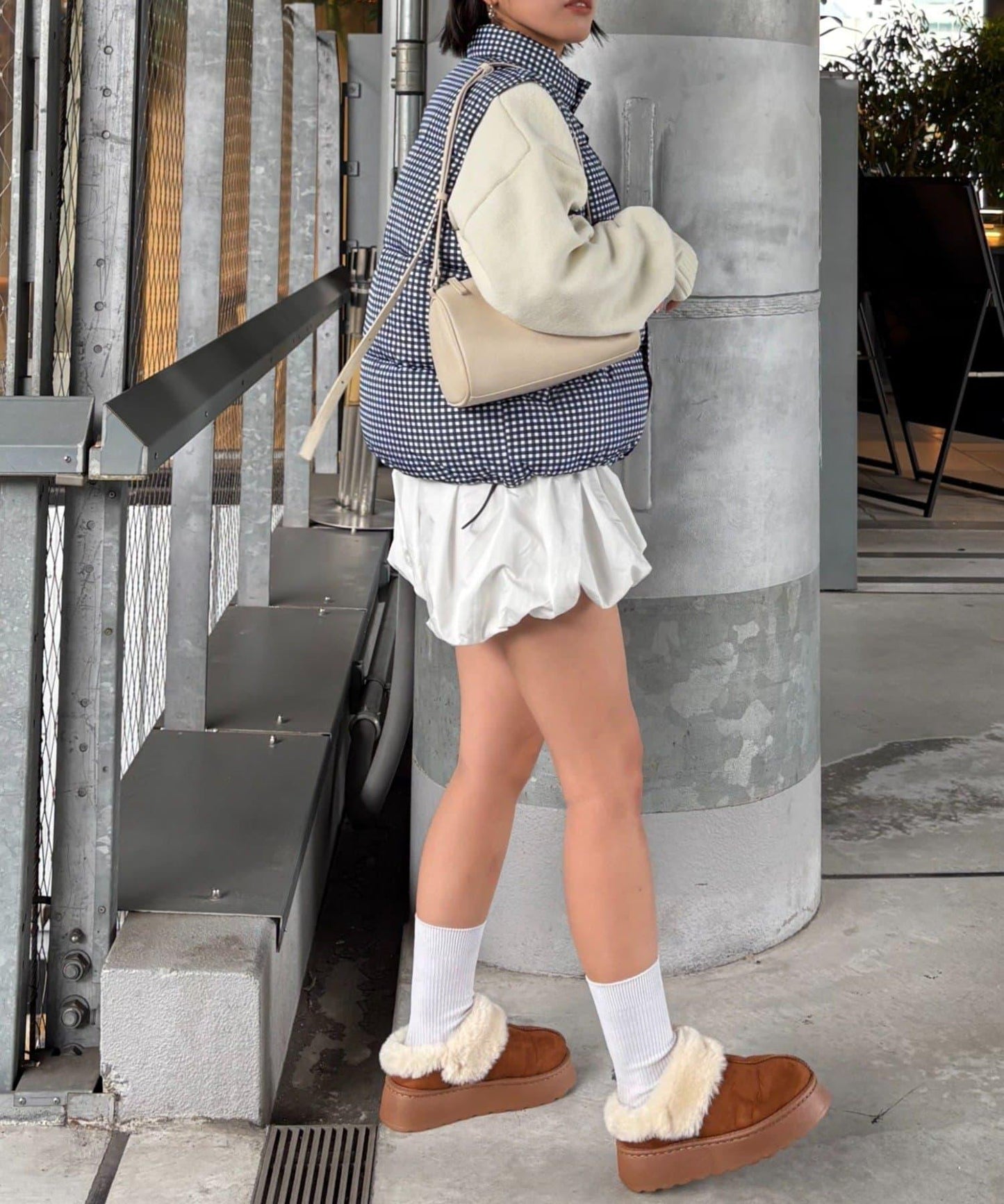 【UNISEX】格子絎縫棉馬甲