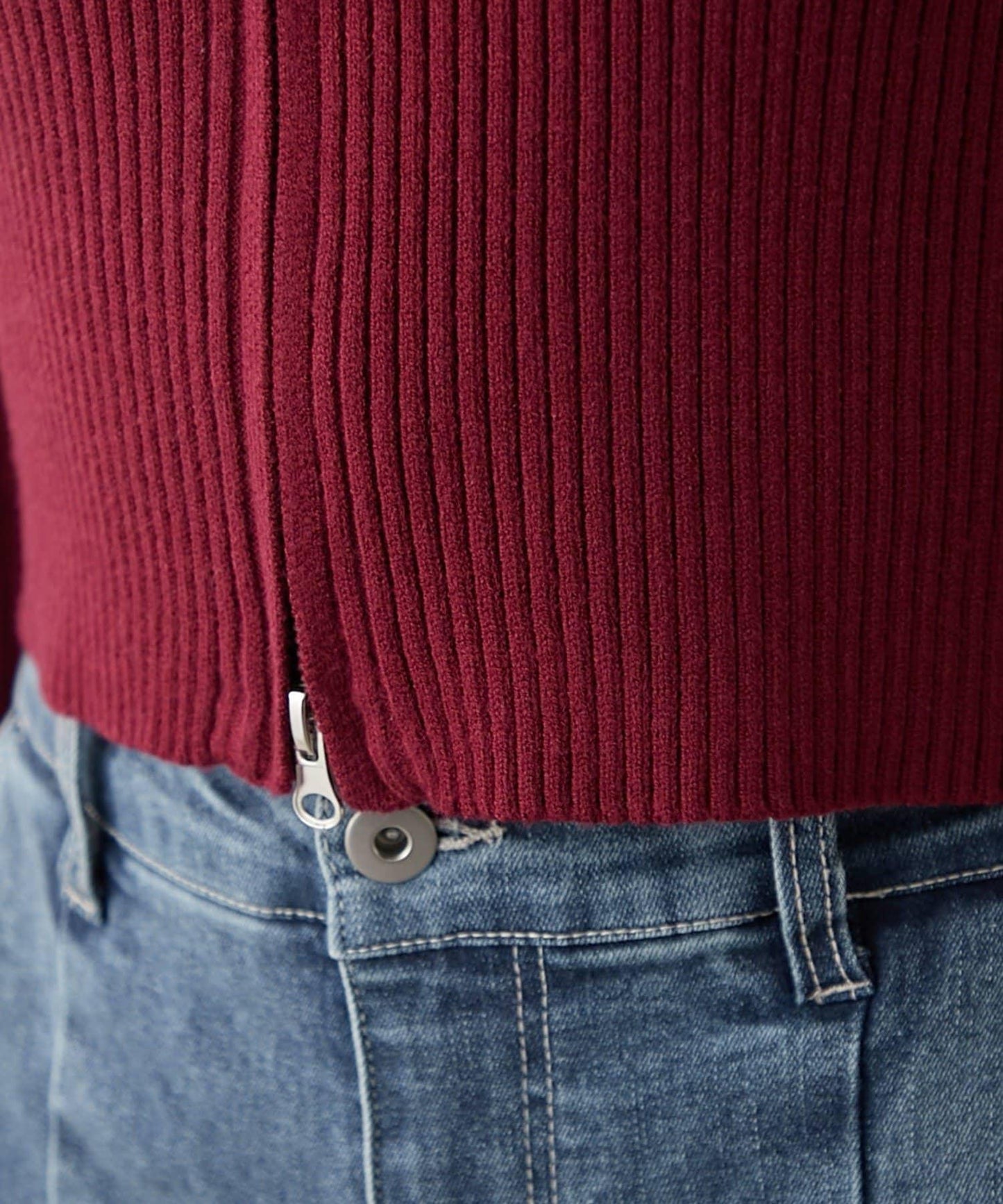 羽毛拼接羅紋開衫