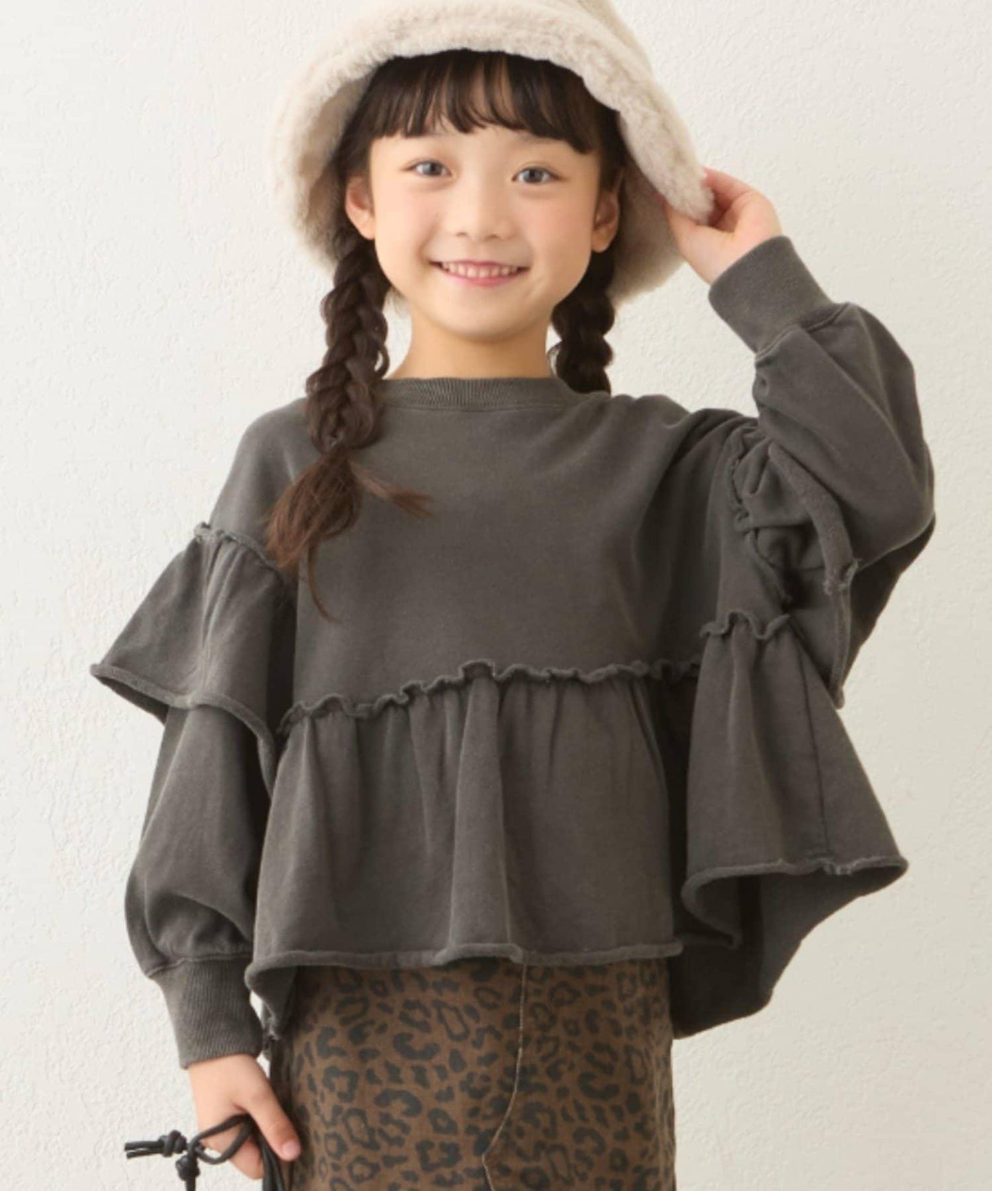 【KIDS】水洗工藝荷葉邊衛衣