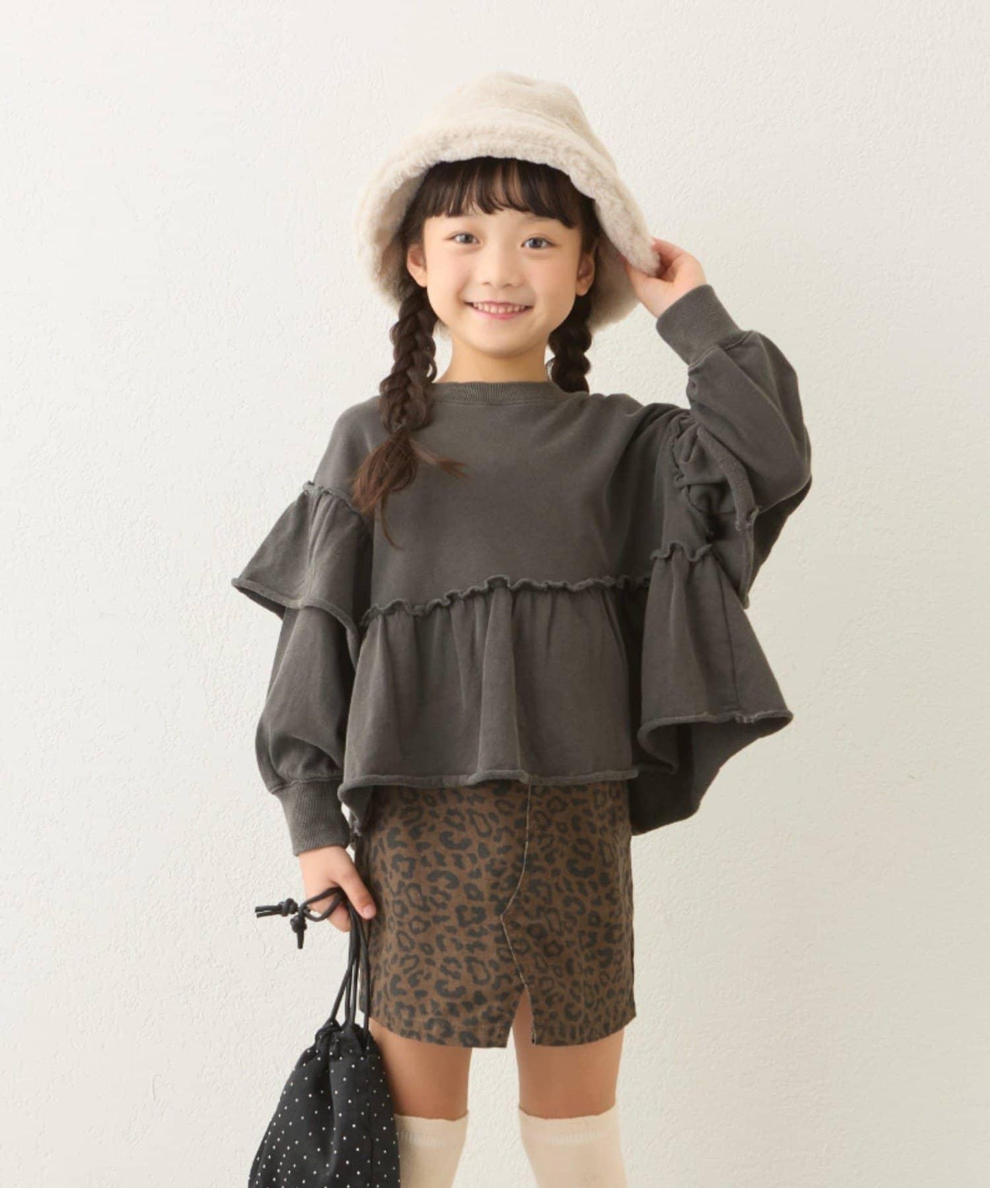 【KIDS】水洗工藝荷葉邊衛衣