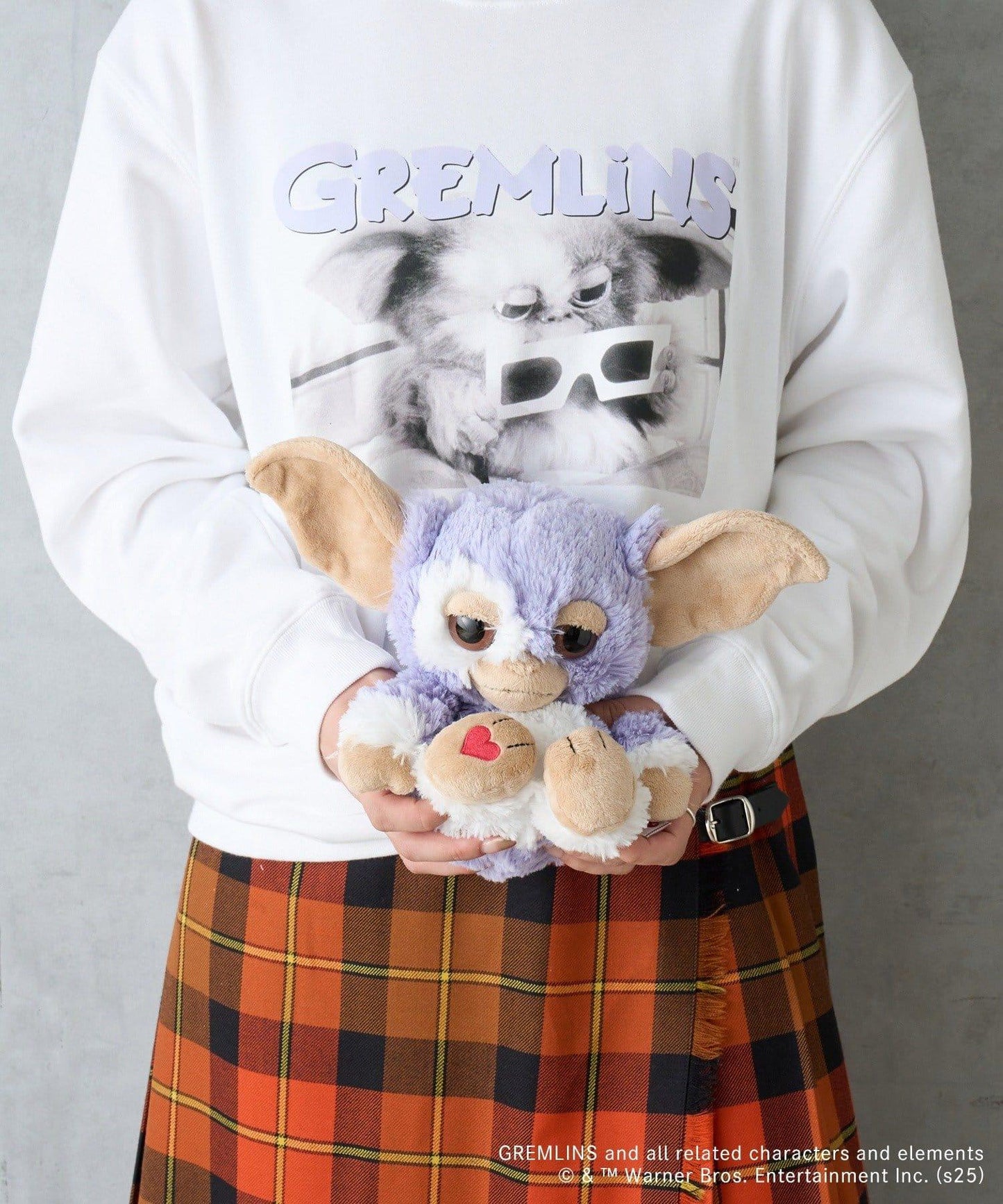 【GREMLINS 小精靈】吉茲莫 紫丁香灰色愛心 25cm