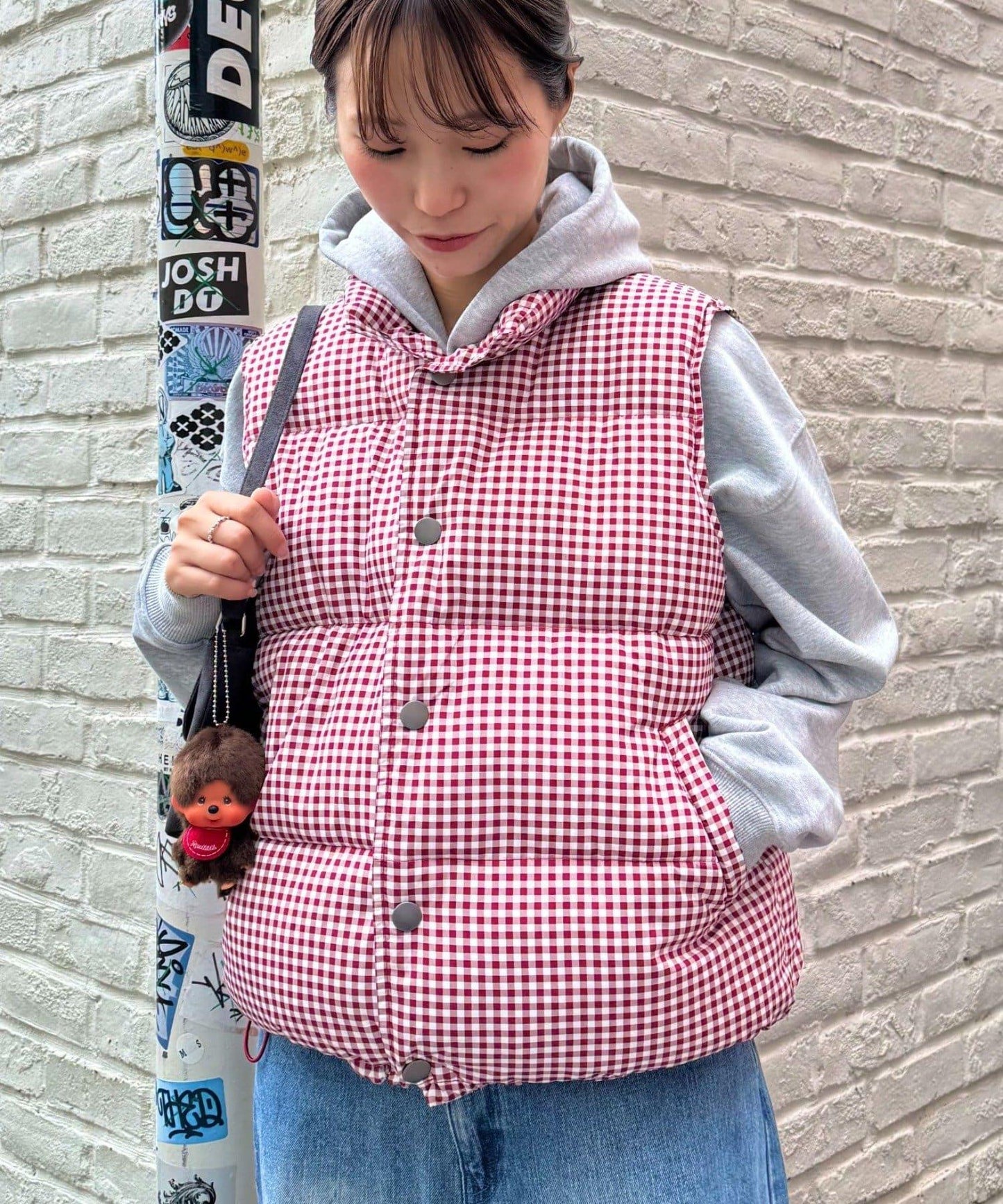 【UNISEX】格子絎縫棉馬甲