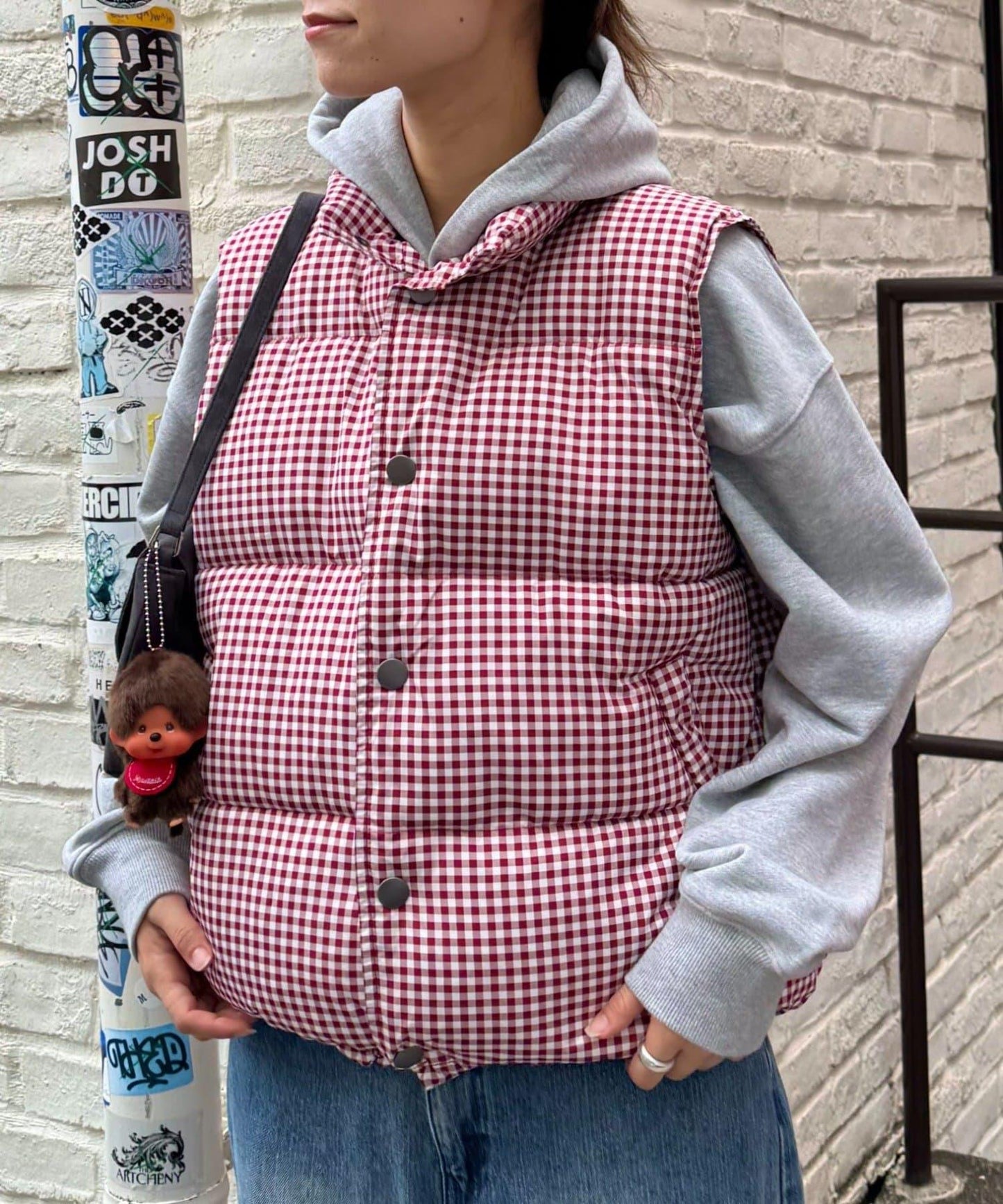 【UNISEX】格子絎縫棉馬甲