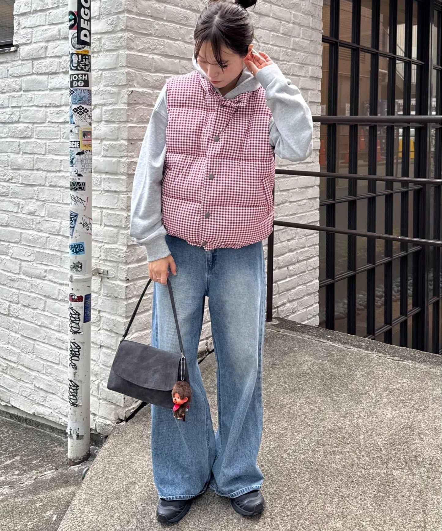 【UNISEX】格子絎縫棉馬甲
